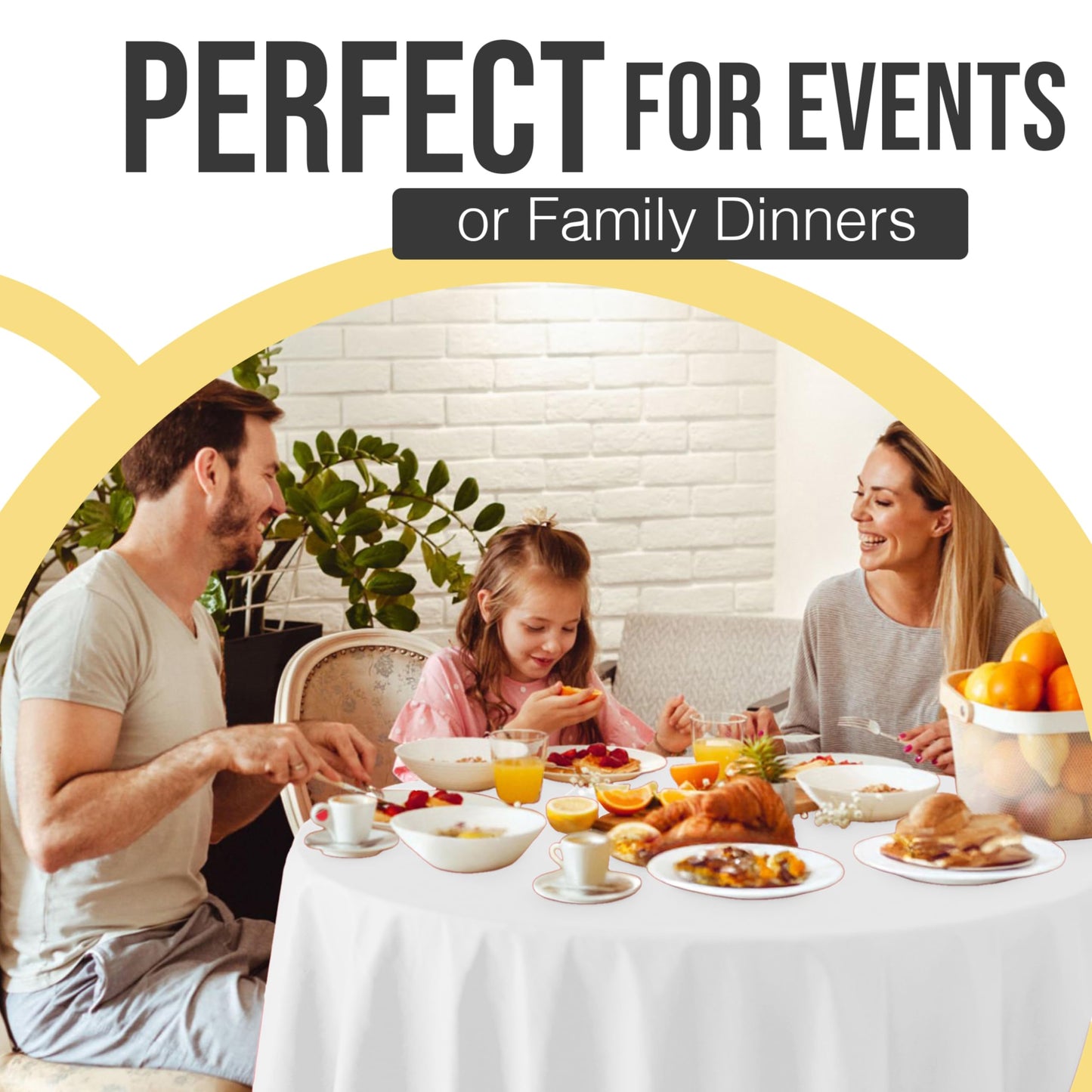 Exquisite 66% Thicker Premium White Round Tablecloth 0.5 Mil 12 Pack Plastic Table Cloth Disposable 84 Inch Round Plastic Tablecloth Won't Tear Easily Like Cheap Thin Brands