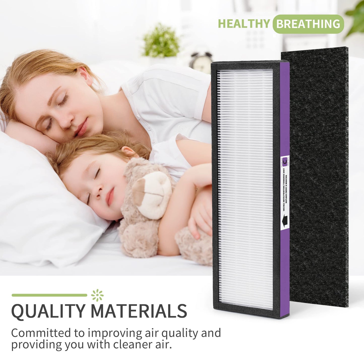 Nisreen FLT5250PT Replacement Filter Compatible with Germ-Guardian Filter C Pet HEPA Air Pu-rifier AC5250PT AC5000E AC5300B AC5350W AC5350B CDAP5500 and More, 2 HEPA and 6 Pre-Filters