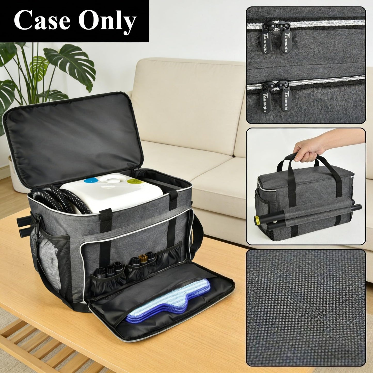 Tanmqin Storage Bag Compatible with Dupray Neat & Neat Plus Steam Cleaner, Large Carrying Case with External Extension Pole Holder, Heavy-Duty Organizer for Dupray Steam Cleaner Accessories (Bag Only)