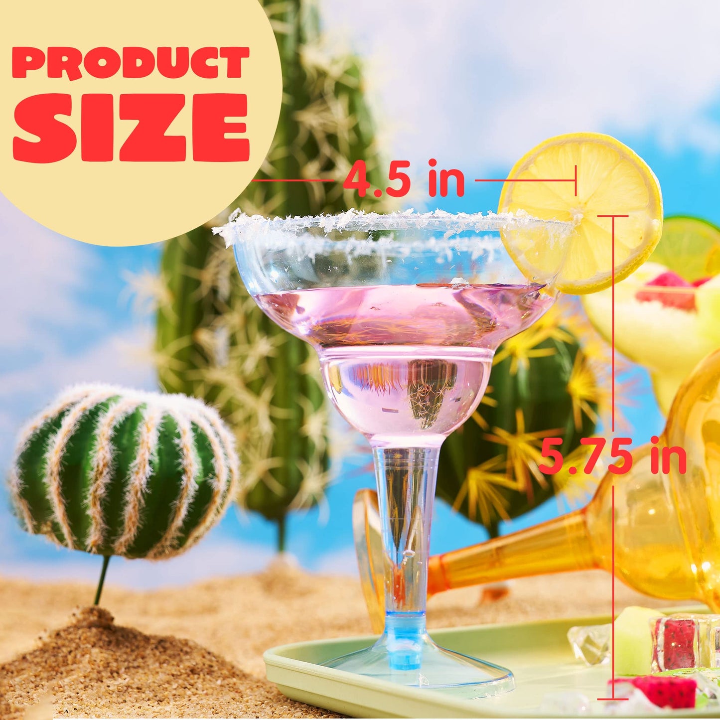 JOYIN 48PCS Plastic Margarita Glasses Cups, 12 oz Neon Disposable Cocktail Cup, Drink Cups for Cinco De Mayo Fiesta Decoration, Mexican Theme Party Supplies