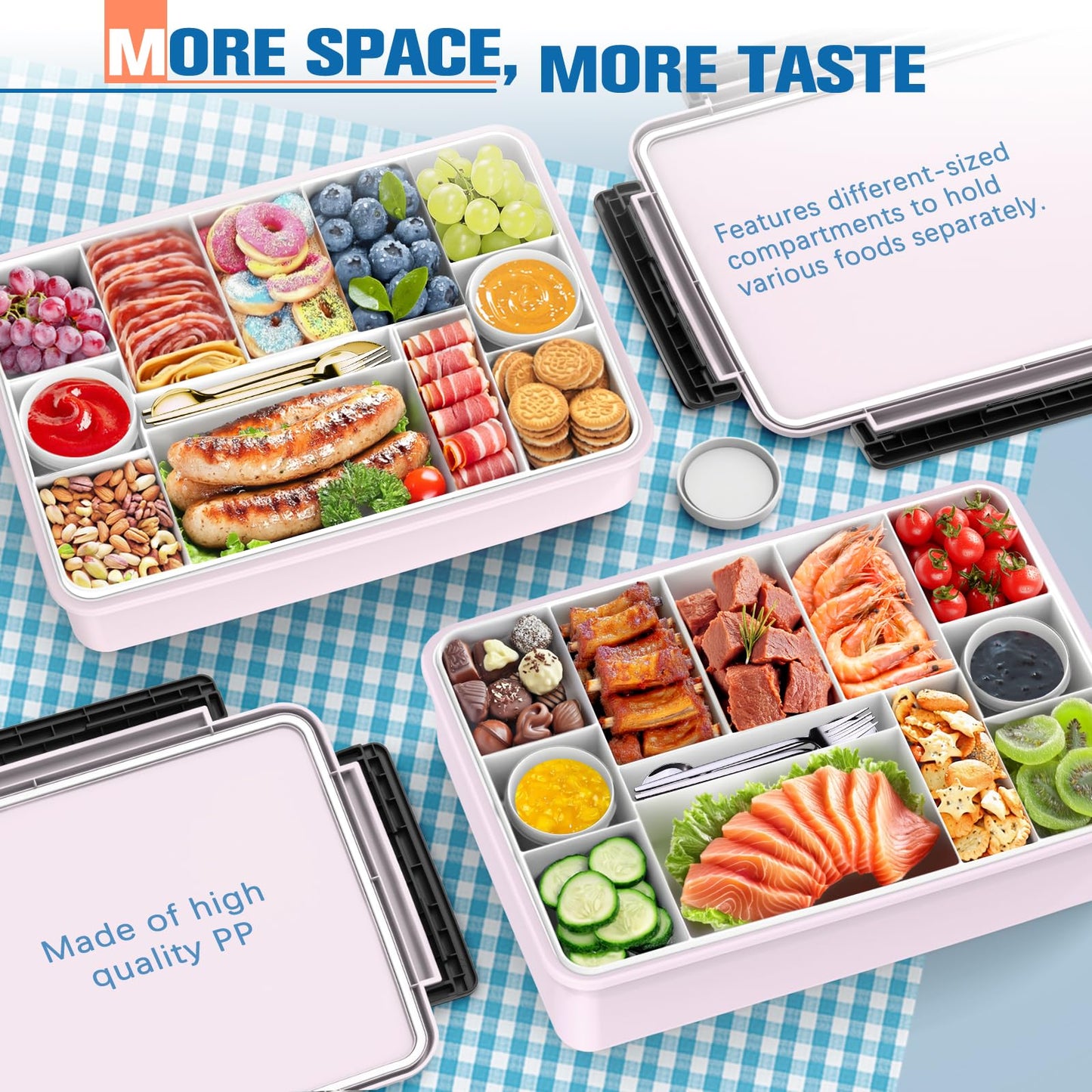 Chilled Portable Snackle Box Container Insulated Bag Keep Food Cool 12 Compartment Divided Serving Tray Reusable Ice Pack Road Trip Essentials for Charcuterie Snack Picnic Beach Birthday Gift