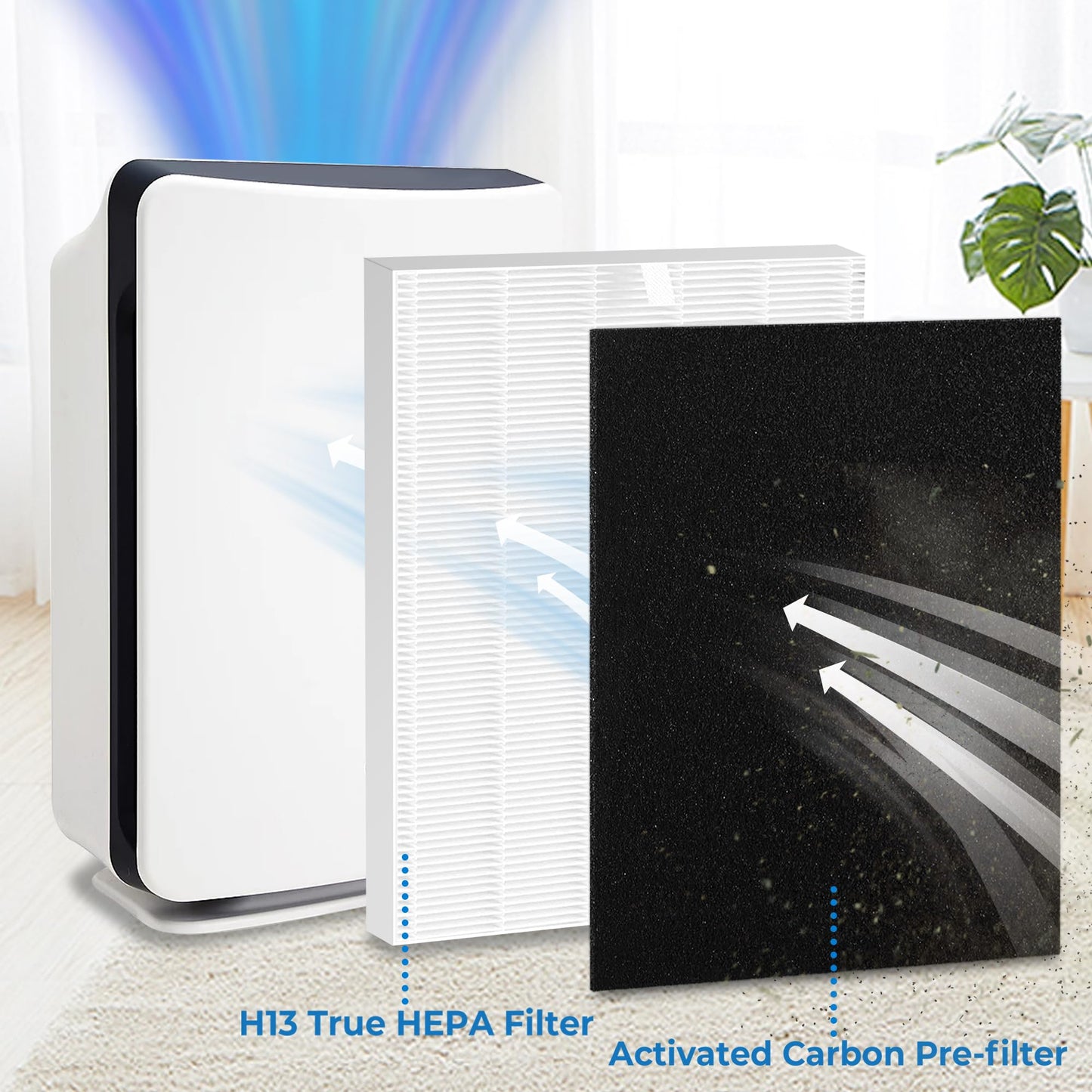 D360 Replacement Filter D3 Compatible with Winix D360 Air Purifier, Part Number 1712-0101-02, 2 Main Filter & 8 Activated Carbon Filters