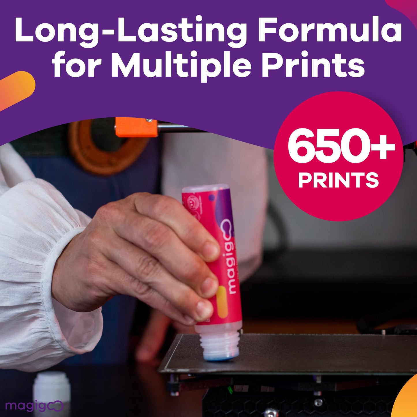 Magigoo, MO2018 3D Printer Adhesive Glue – Reduces Warping for ABS, PLA, PETG, HIPS, ASA, and TPU Filaments – Flex Plate, Glass, PEI, Buildtak, and Kapton Compatible - All-in-One Solution (4 fl. oz)