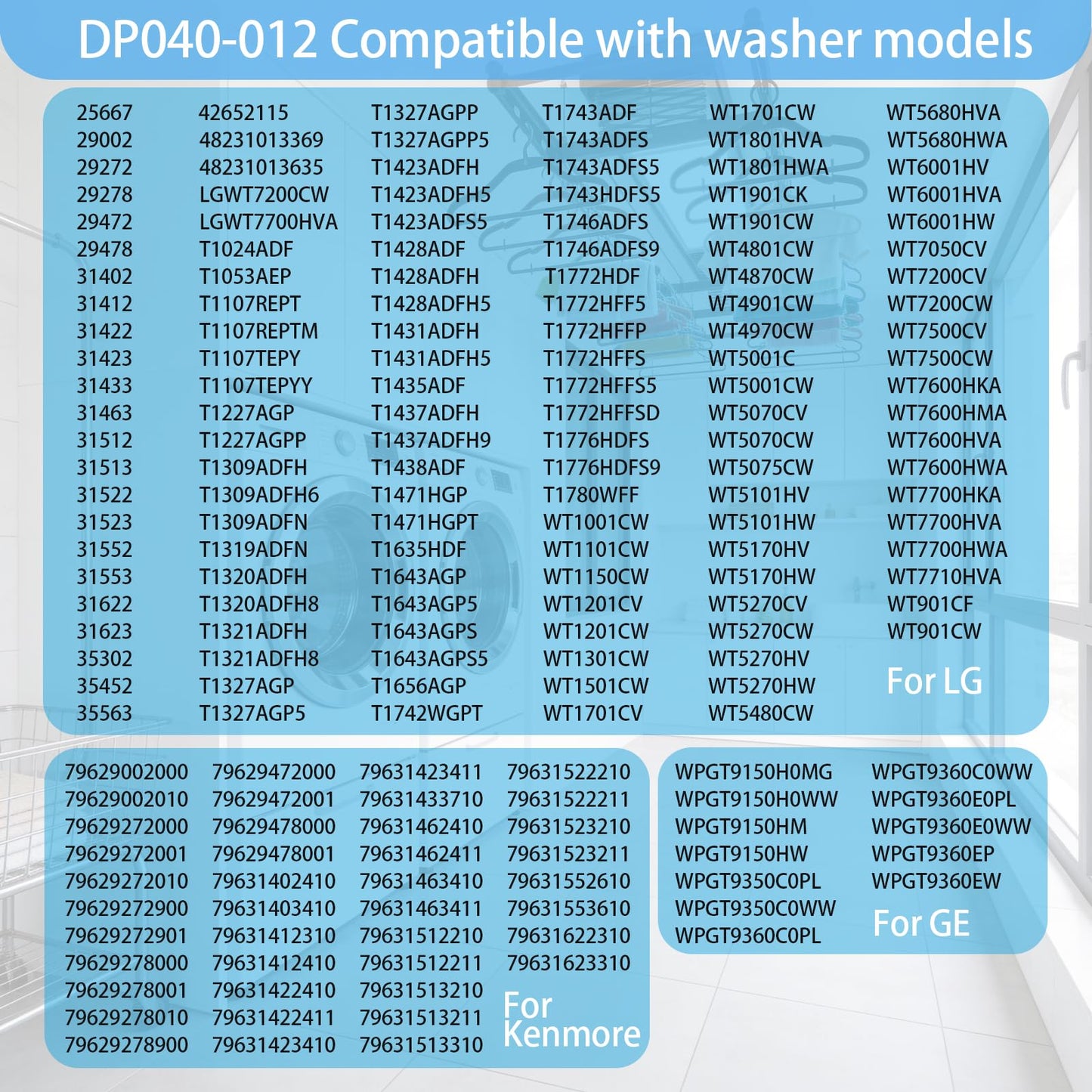DP040-012 Drain Pump Compatible with LG, Kenmore, GE Washer Drain Pump, Replace 4681EA1007A, 5859EA1004F, 5859EA1004G, Fits WT1101CW, WT1201CV, WT1501CW