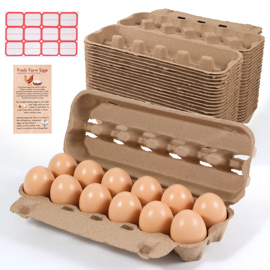 24 Pack Dozen Egg Cartons Bulk 12 Count, Empty Natural Paper Pulp Egg Cartons Reusable, Strong Sturdy Design Made from Natural Cardboard