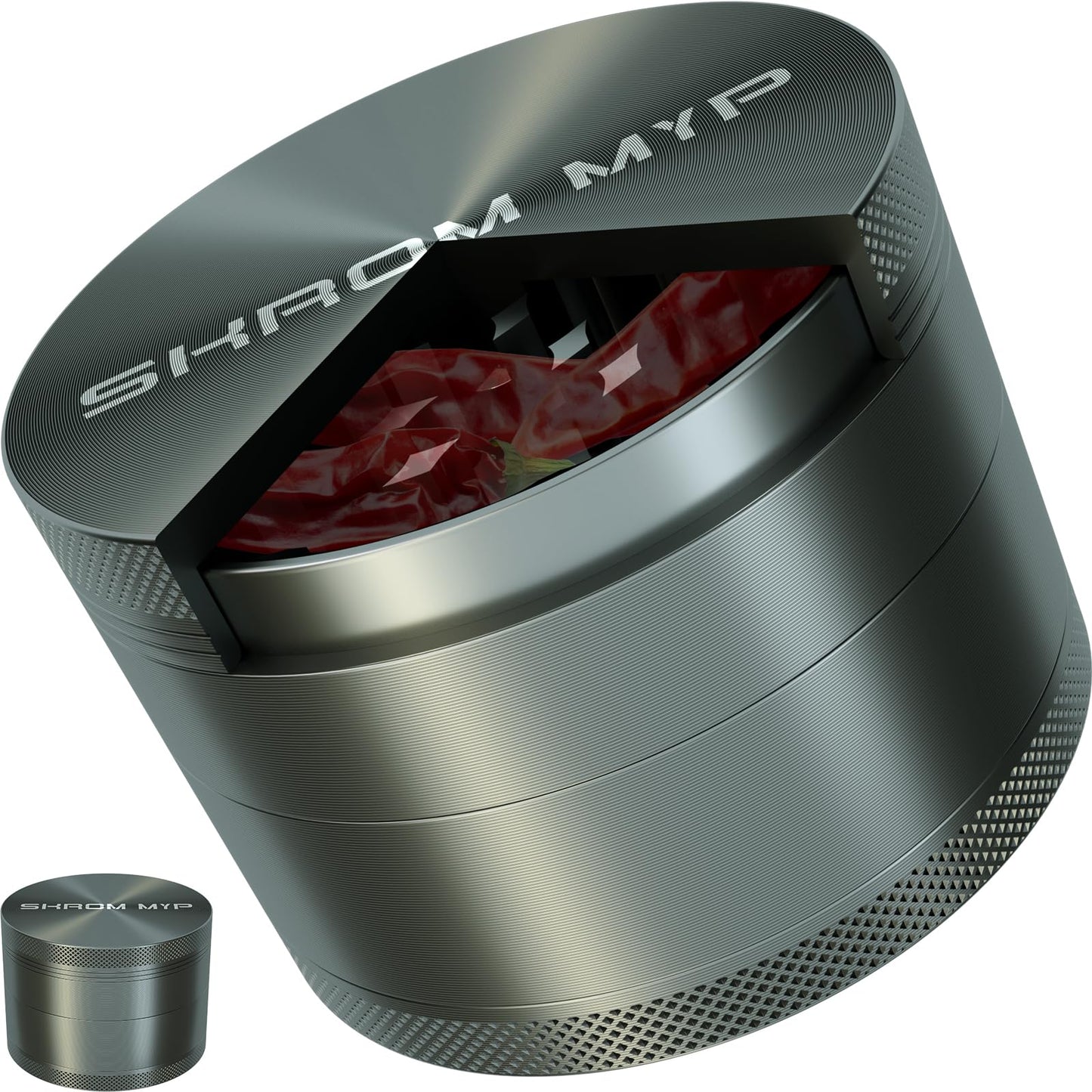 SKROM MYP Grinder, Aluminum Large 3" Spice Grinder (Grey)
