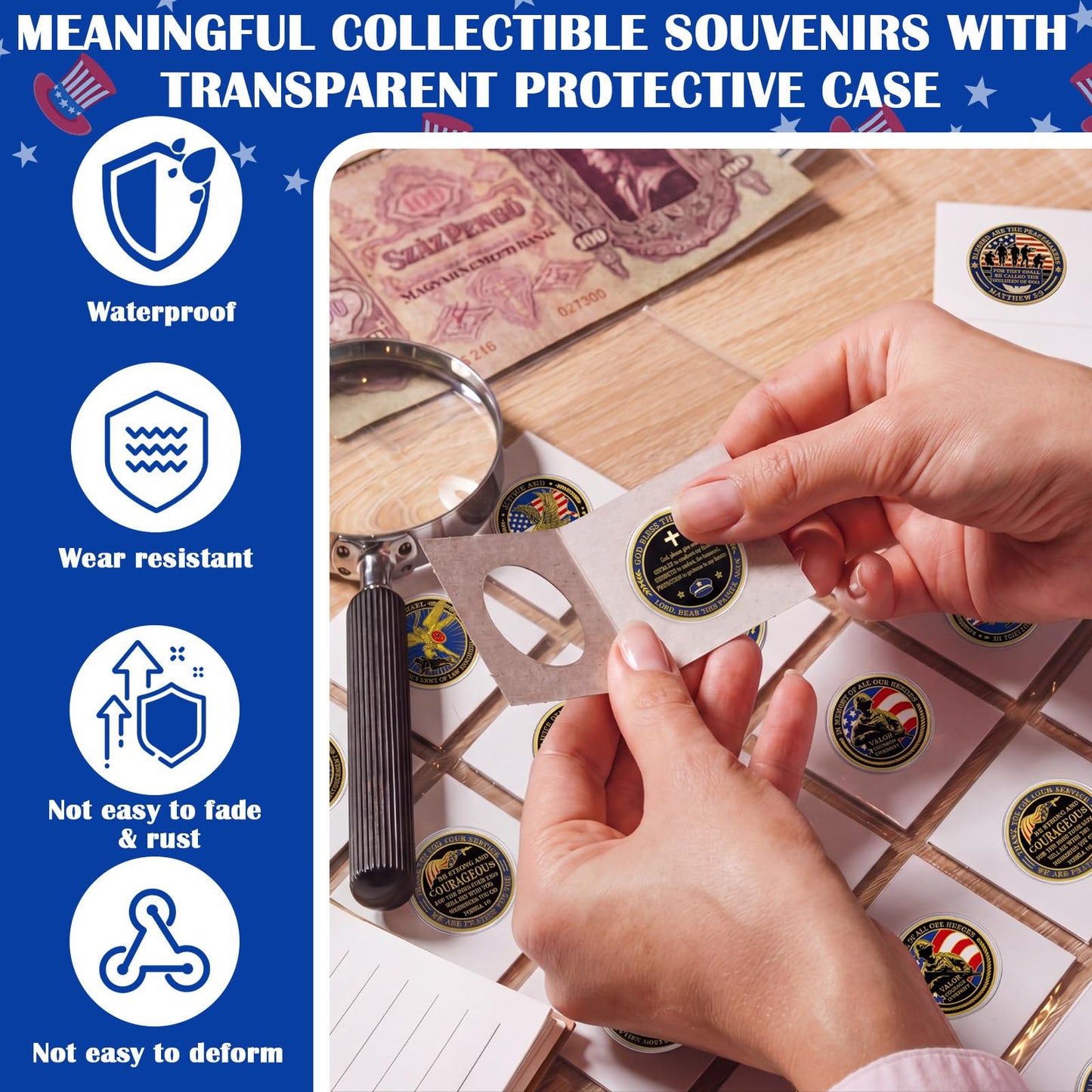 Equsion 32 Pcs Police Challenge Coins Thank You for Your Service Police Gifts Patriotic Collectibles Commemorative Coins for Men Women Veterans Day Independence Favors(Classics)
