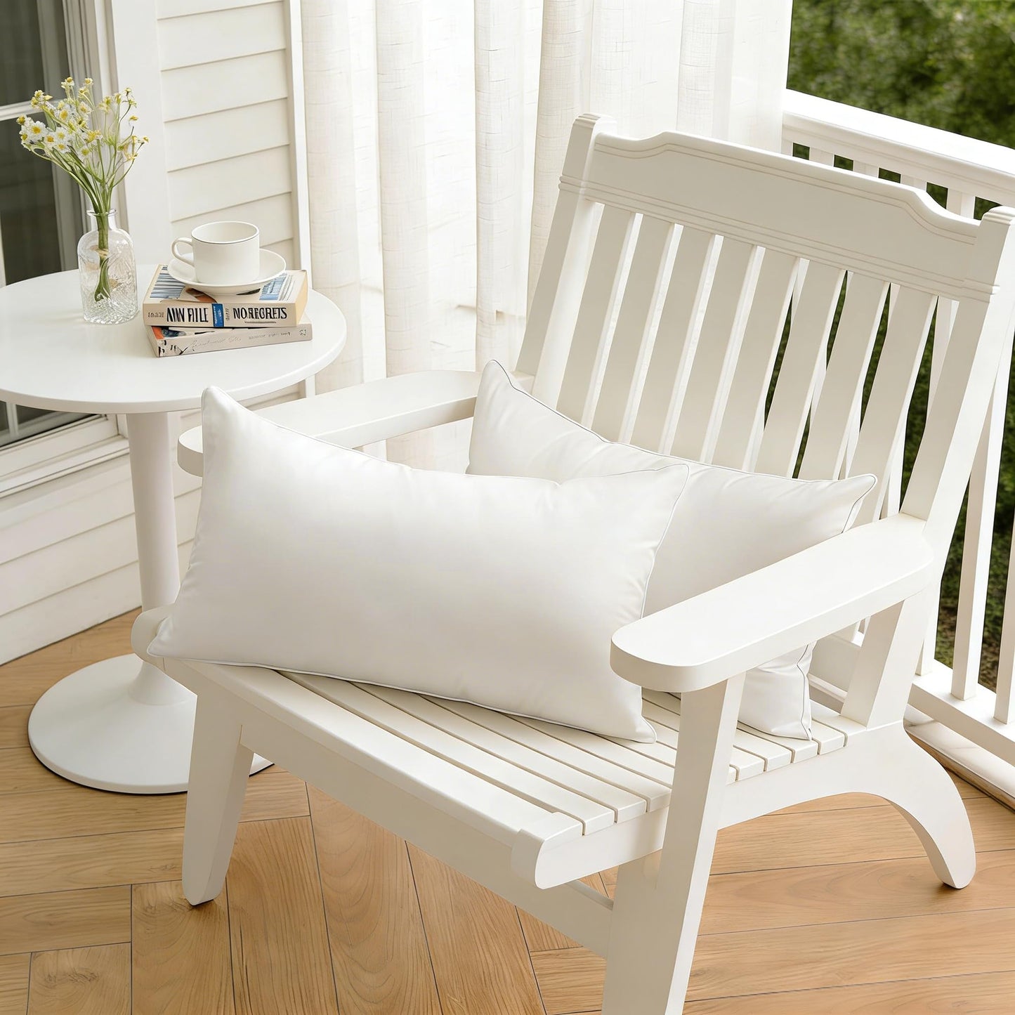 Oubonun 18x18 Outdoor Pillow Inserts (Pack of 4) - Square Waterproof Throw Pillow - Decorative Throw Pillows Insert for Couch Sofa Bed Patio Furniture - White Pillows