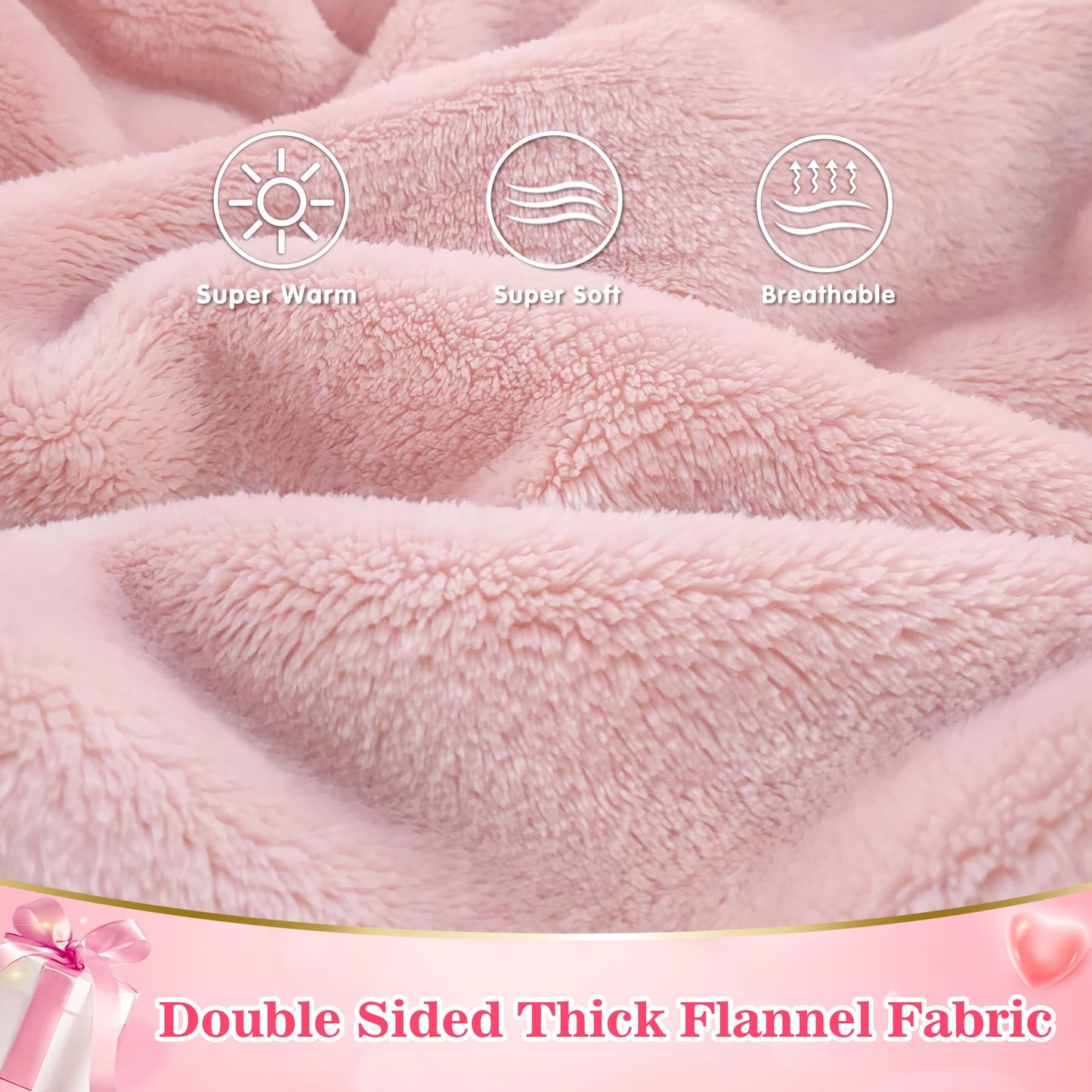 Waitu Wearable Blanket Sweatshirt Gifts for Women and Men, Super Warm and Cozy Giant Blanket Hoodie, Thick Flannel Blanket with Sleeves and Giant Pocket - Pink