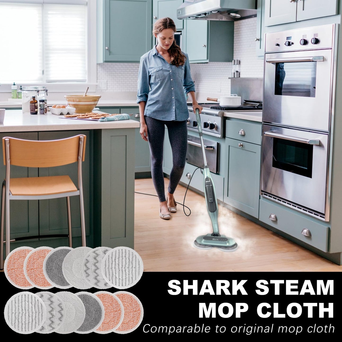 Pads for Shark Steam Scrub Mop: 12 Pack Spin Mop Refills Fit for Shark S7000 S7001 S7000C S7201 S7000AMZ S8201 S8001 Steam and Scrub Pads - Hard Floor Steam Mop Washable Pads S7001TGT