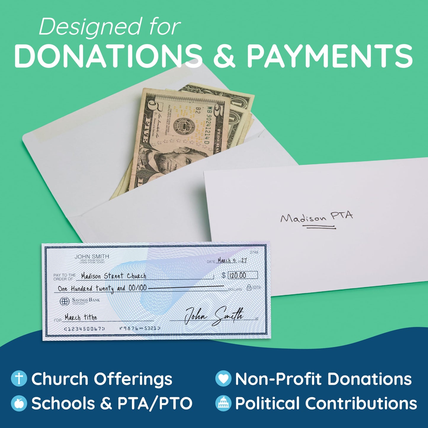 Blue Summit Supplies 500#6 3/4 Remittance Envelopes with Gummed Seal for Donations, Checks or Cash, 6 1/2” x 3 5/8”, Blank White Remit Envelopes, Perfect for Church or Nonprofit Use, 500 Count