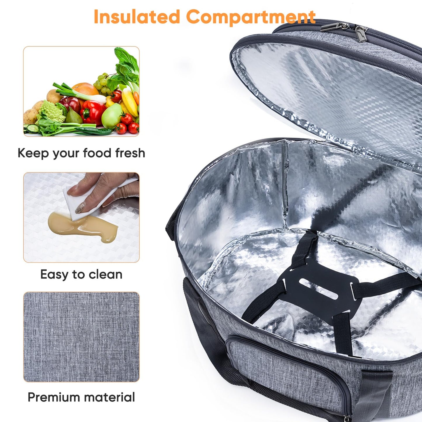 Double-Layer Slow Cooker Carrying Bag for 6-8 Quart CrockPot and Hamlton Beach Slowcooker, Travel Bag with Lid Fastener for Crock-pot, Portable Carrier with See-throught Window(BAG ONLY)