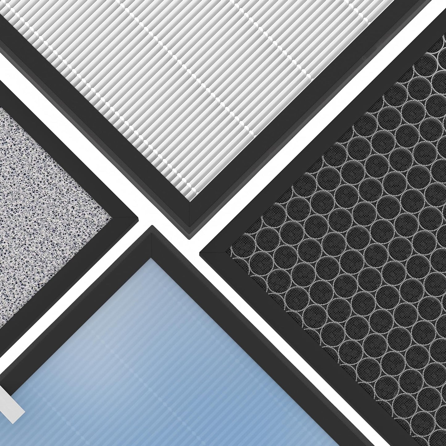 2 Sets HSP001 H13 True Hepa Replacement Filters, Compatible with HATHASPACE Air Purifier, 4 in 2 | True H13 HEPA Filter with Activated Carbon Pre-Filter.