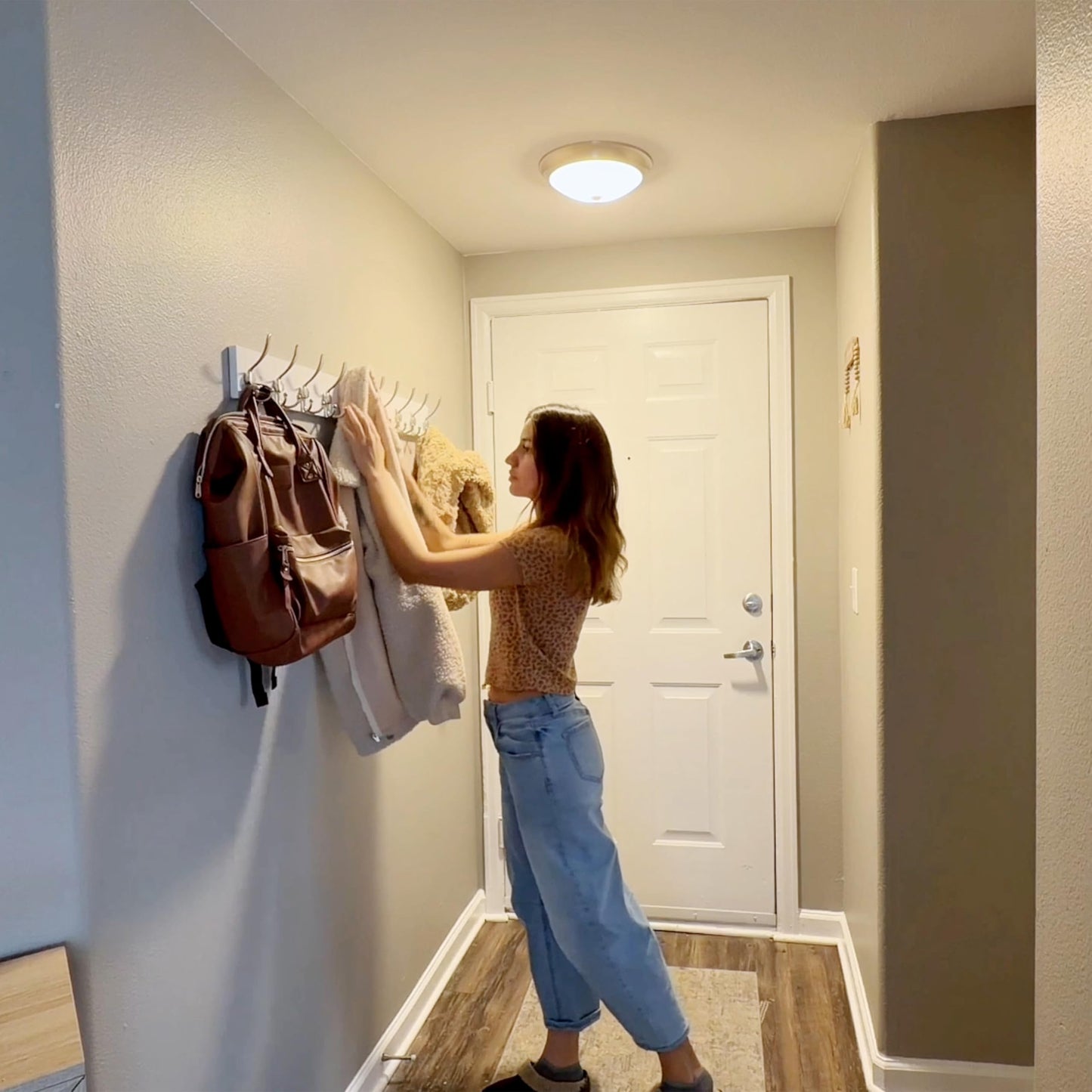 SKOLOO Creations White Solid Wood Wall Mounted Coat Rack, 10 Hooks, 38-1/8" Long - Kitchen, Mudroom, Entryway, Bathroom - Includes Mounting Hardware, Wall Coat Hanger, Towel Rack