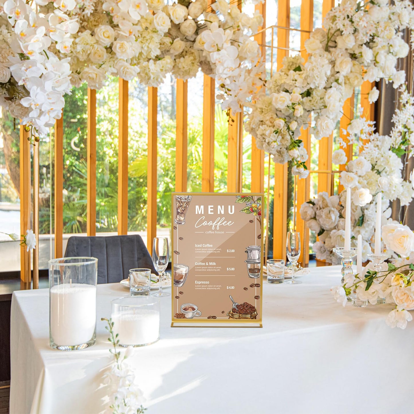 Tcevily 30 Pcs Gold Acrylic Sign Holder 4 x 6 Inch, Gold Picture Frames Double Sided Clear Wedding Table Number Holders for Wedding Restaurant Office Home Store Numbers Signs ﻿ (4 x 6 inch)