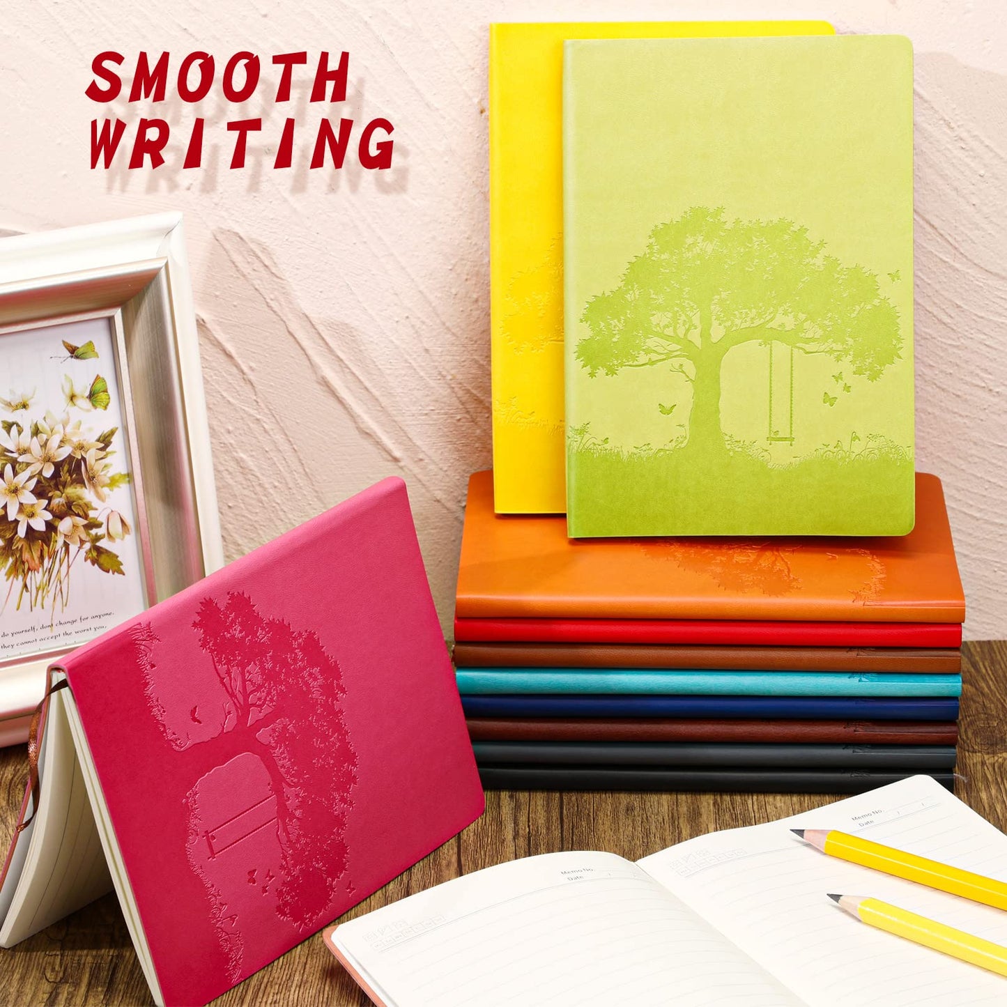 TaoBary 24 Pcs A5 PU Leather Journals Bulk Colorful Tree Journal Notebook Soft Leather Cover Lined Ruled Writing Notebook for Administrative Professionals Nurse Teacher Volunteer (Bright Colors)