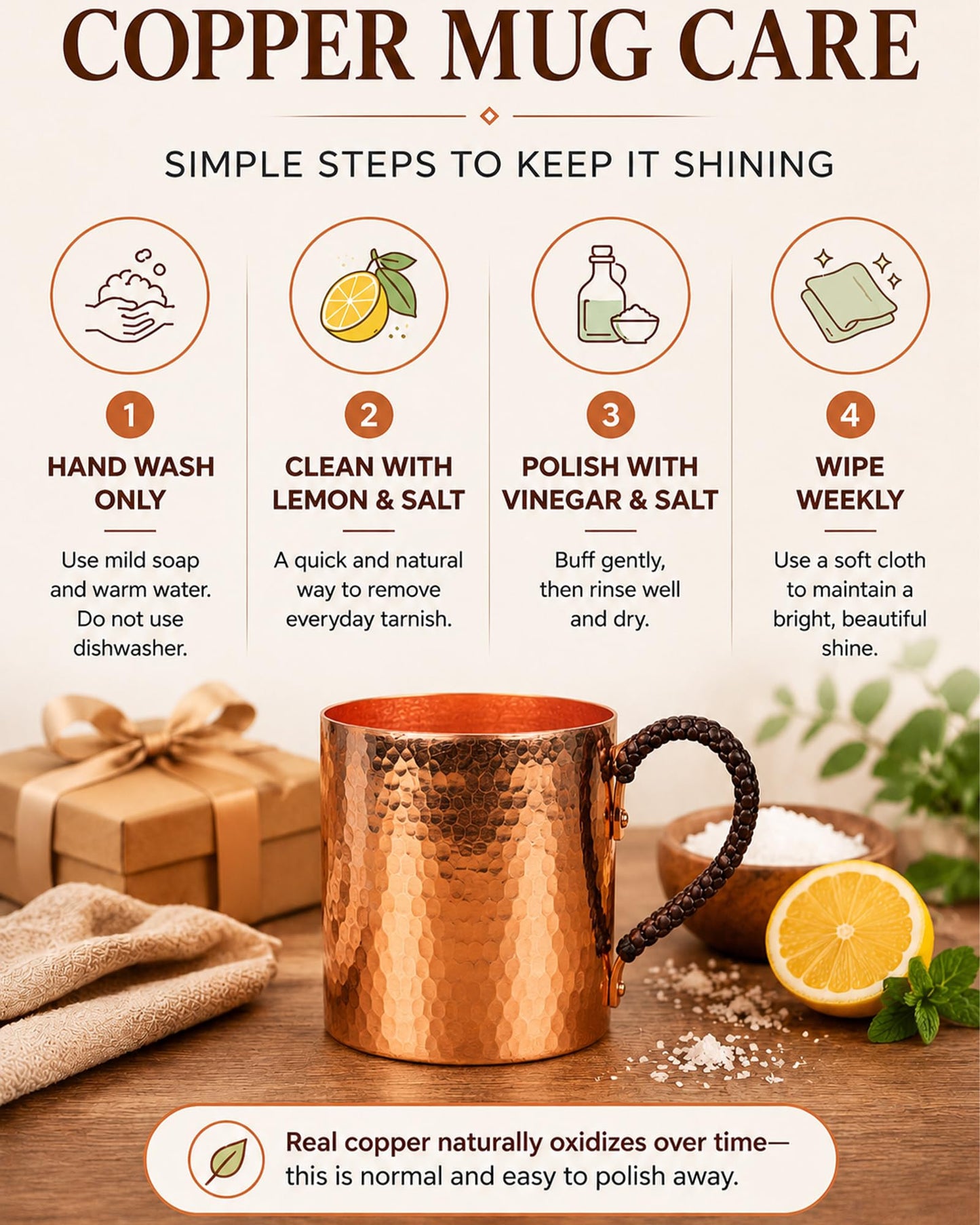 CigeZaus 18.6oz Pure Copper Mug with Lid – Hand-Hammered Solid Copper Tumbler for Drinking Water, Detox & Wellness – Ayurvedic Gift for Yoga, Meditation, or Camping