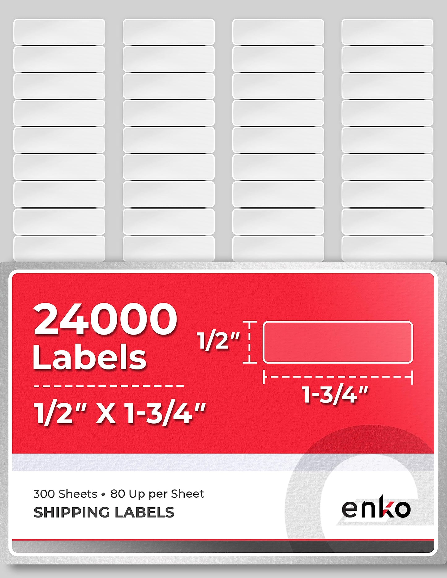 enKo 24000 Labels, 1/2 x 1-3/4 inches - White - Address, Mailing, Shipping and Barcode Blank Labels for Laser and Inkjet Printers