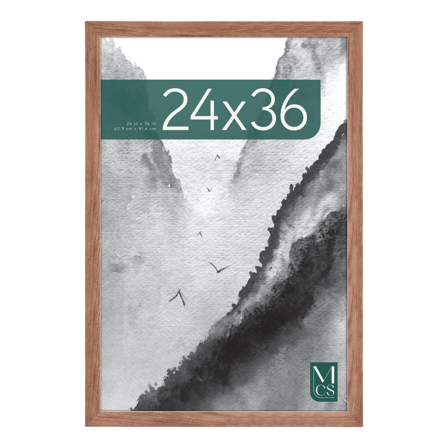 MCS Museum Poster Frame 24x36 Medium Oak, Vertical & Horizontal Wall Hanging Large Picture Frame for Photos, Posters & Art Prints (1-Pack)