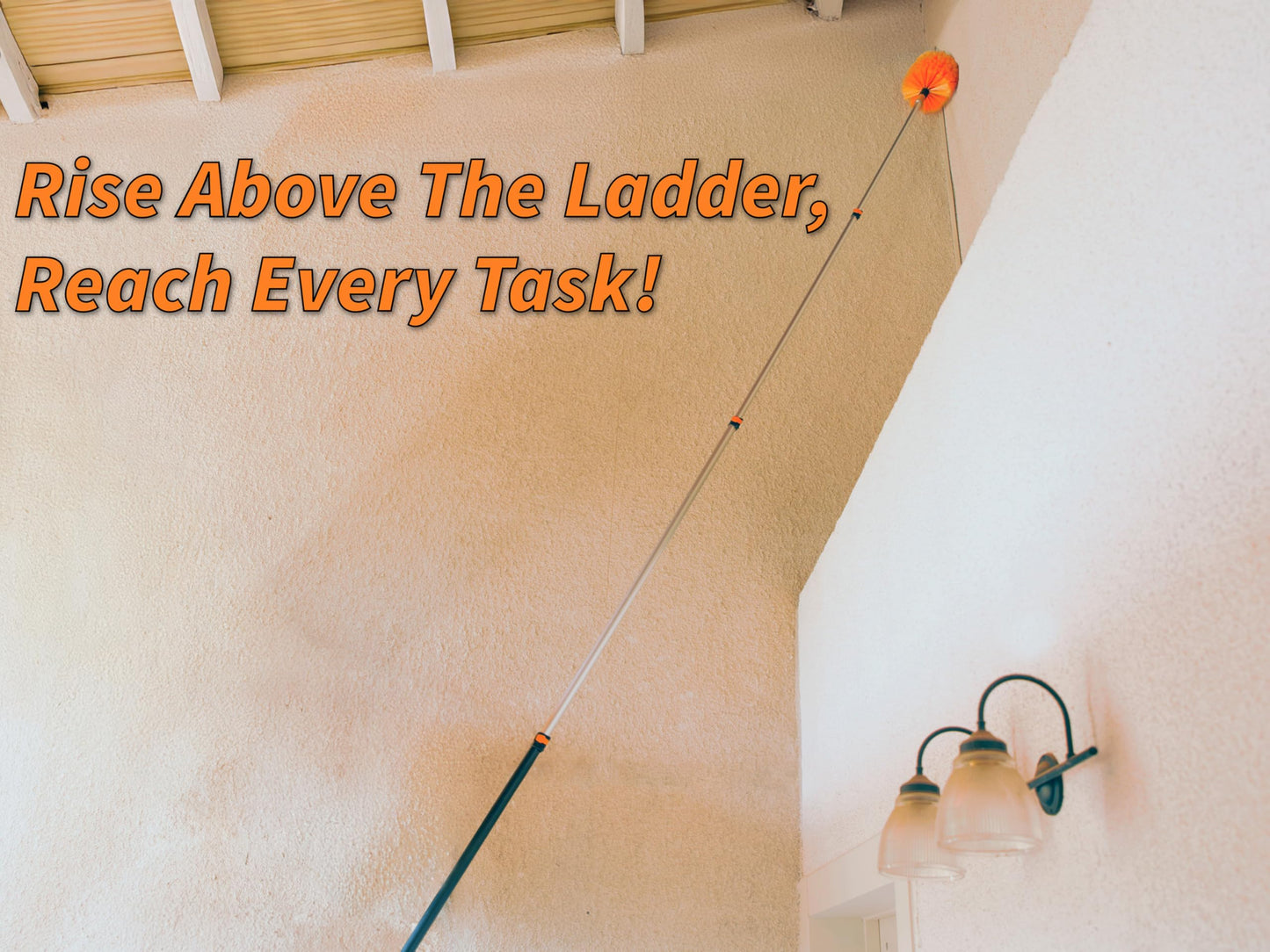 4-13 ft Cobweb Duster with Extension Pole // 20 Foot High Reach Spider Web Cleaner Cobweb Brush for Outdoor & Indoor Web Cleaning // Lightweight & Sturdy Telescopic Pole // The Ultimate Dusting Kit