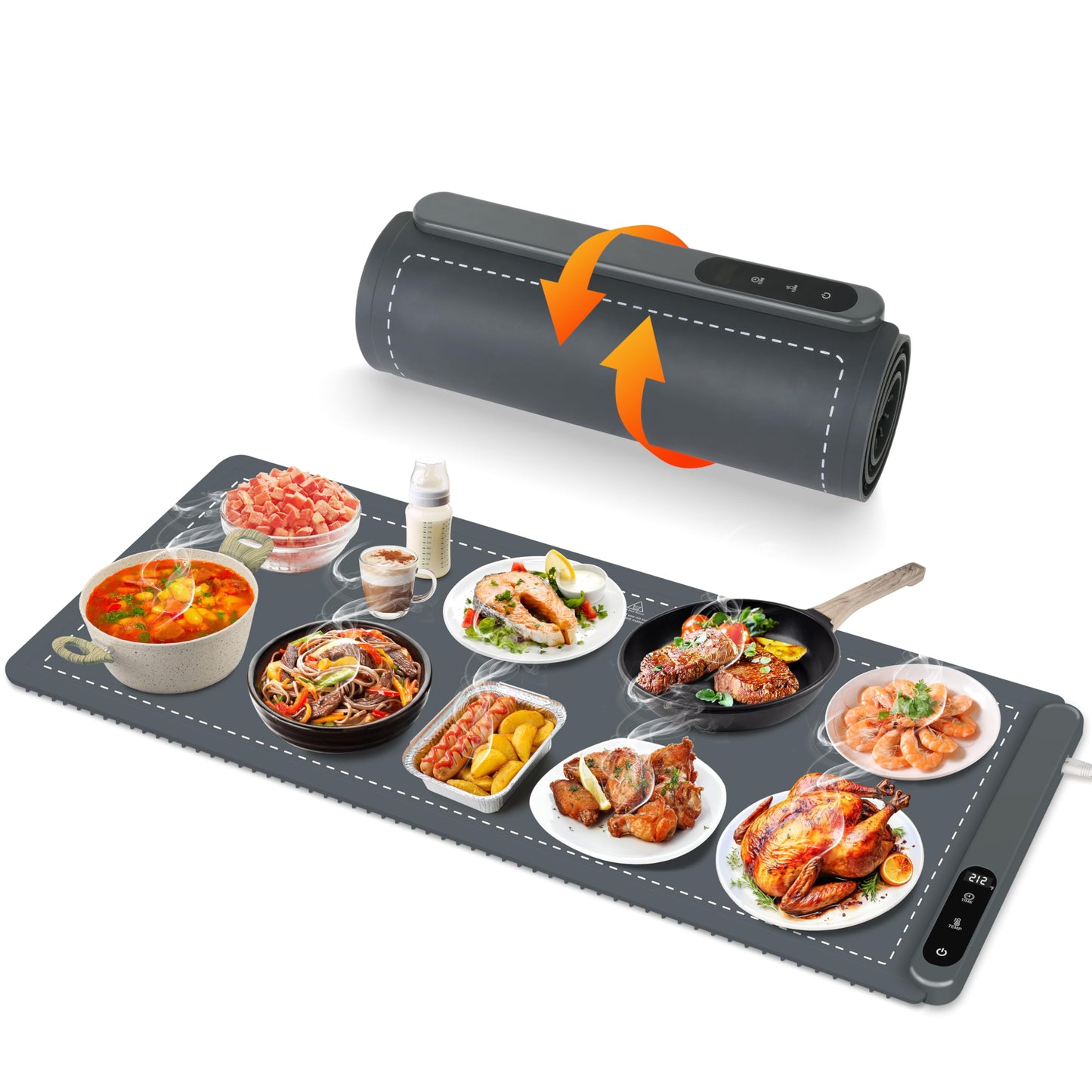 OcePor Warming Mat for Food,(XXL 36"x16") Electric Warming Tray,Extra Large Food Warmer Mat,Warming Pads for Food,Portable Heating Mat for Buffet,Parties,Buffets Party(Gray)