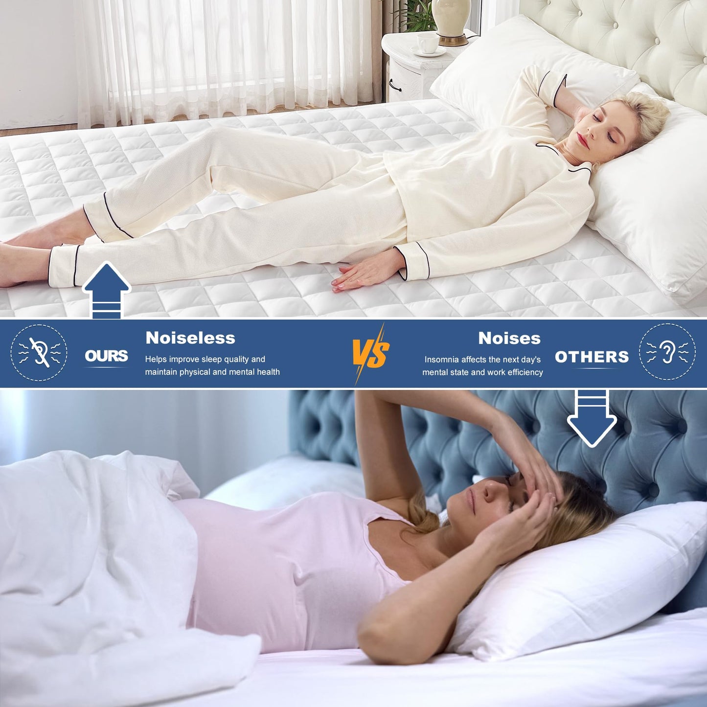 GRT Twin Waterproof Mattress Pad, 100% Waterproof Quilted Fitted Mattress Protector, Noiseless Hollow Cotton Mattress Cover, Fitted 8"-19" Deep, Dust Proof