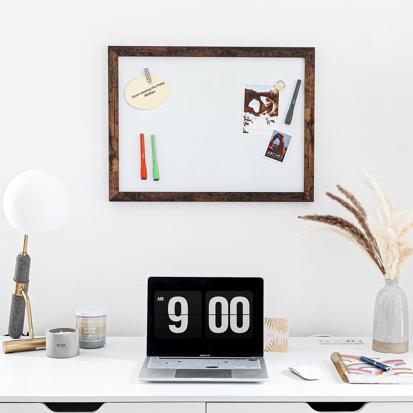 Loddie Doddie Magnetic Dry Erase Board for Wall - 18 x 24 in, Rustic Frame - Easy-Clean Whiteboard Surface - Built-in Marker Tray & Whiteboard Accessories - Magnet Board for Notes & Photos