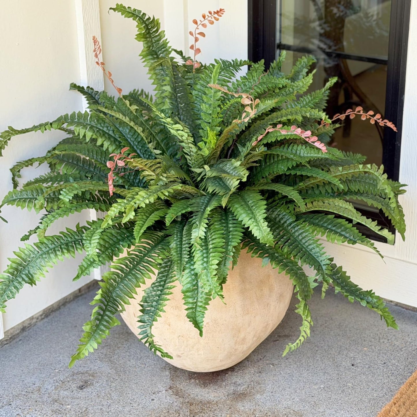 CQURE 45" Fake Ferns Artificial Plants Large,Set of 2 Artificial Boston Ferns Faux Hanging Fake Plants for Outdoors Planter Home Garden Decor,60 Branches