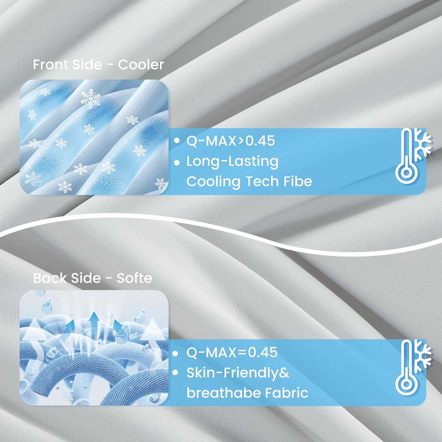 Topcee Cooling Comforter 60"x90"-Cooling Blanket Everlasting Cold Touch for Hot Sleepers-Q-max 0.35 Double-Sided Lightweight Design Summer Ice Blanket for Night Sweats-Grey Twin