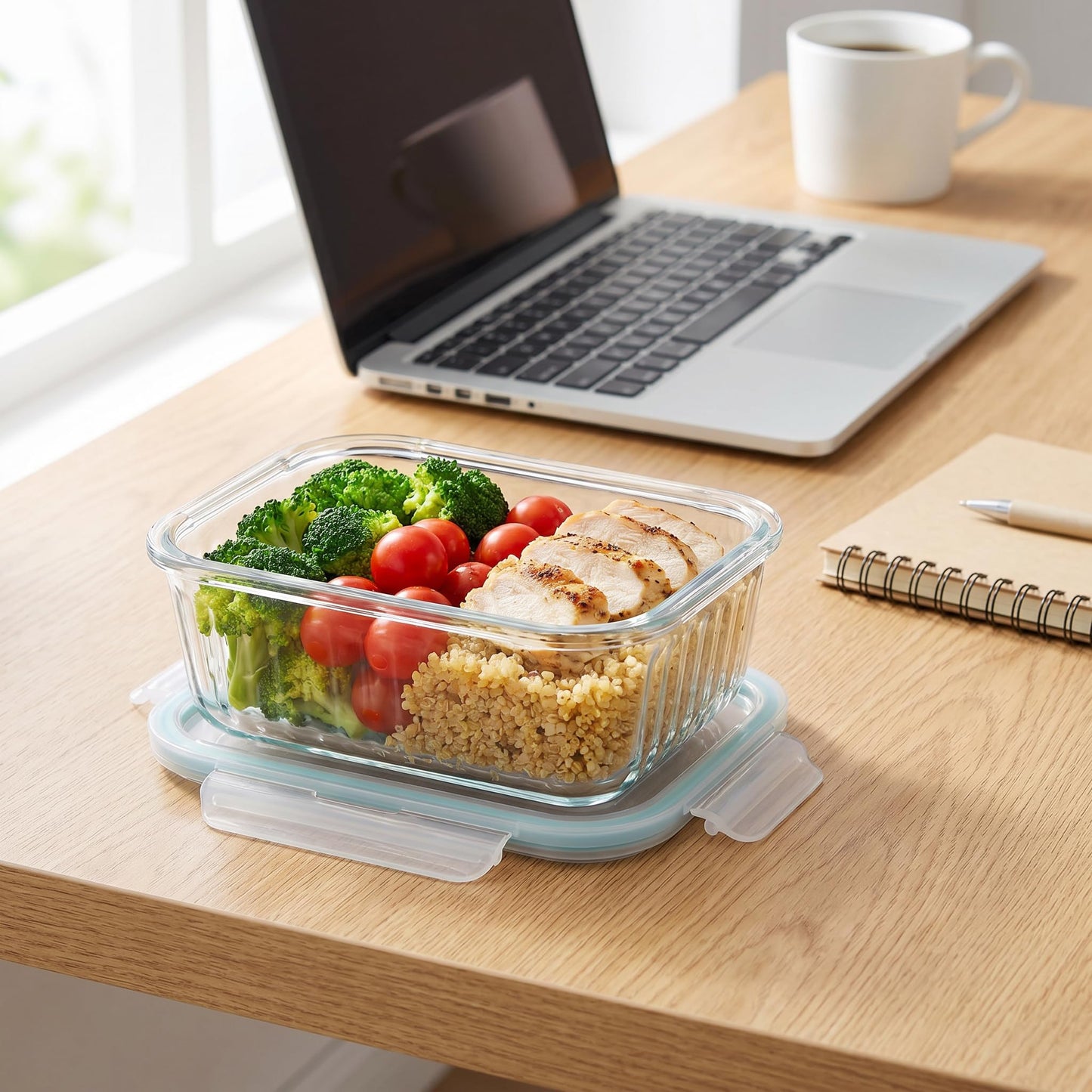 WOVOW 5-Packs, 36 Oz Glass Meal Prep Containers with Snap Locking Lids Glass Food Containers,Airtight Lunch Container,Microwave, Oven, Freezer and Dishwasher