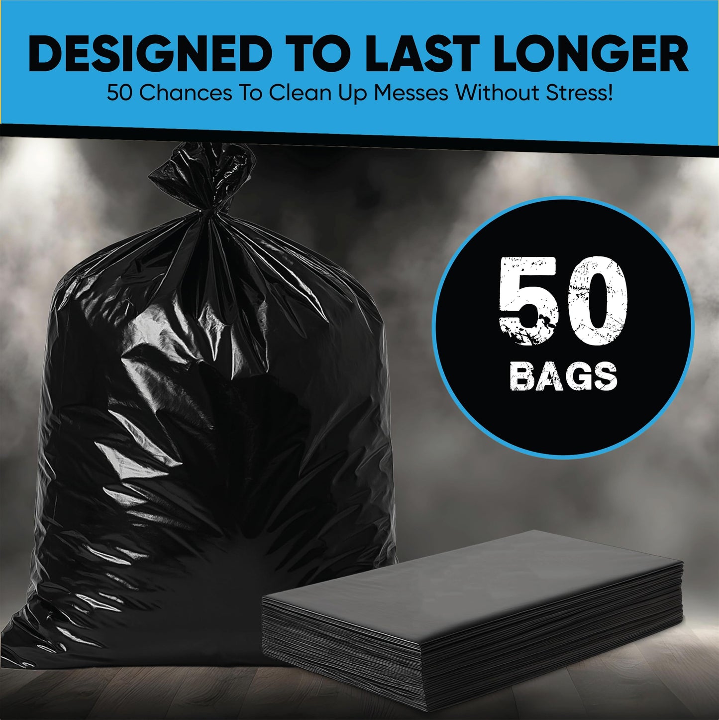 95-96 Gallon Trash Bags Heavy Duty | 50 Count | Extra Large 95-96 Gallon Trash Can Liners | 90-100 Gal for Outdoor, Commercial, and Home Use