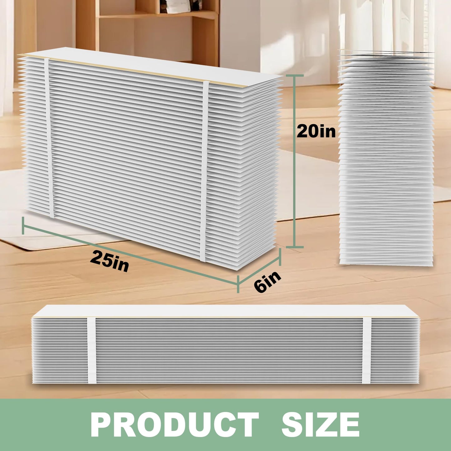 （2 Pack）201 Replacement Furnace Filter Compatible with A prilaire Space-Gard 2200,2250 Whole-House Air Purifier and X0445, 20x25x6 Air Filter Rplacement，incloud 2 Pleat Spacers