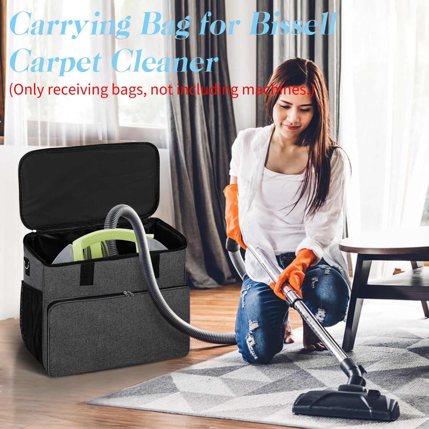 Storage Bag Compatible with Bissell Green Machine Upholstery Cleaner 1400B/3353/74R7, Carrying Bag for Bissell Carpet Cleaner, Bissell Little Green Machine Organizer, Travel Carrying Case (Bag Only!)