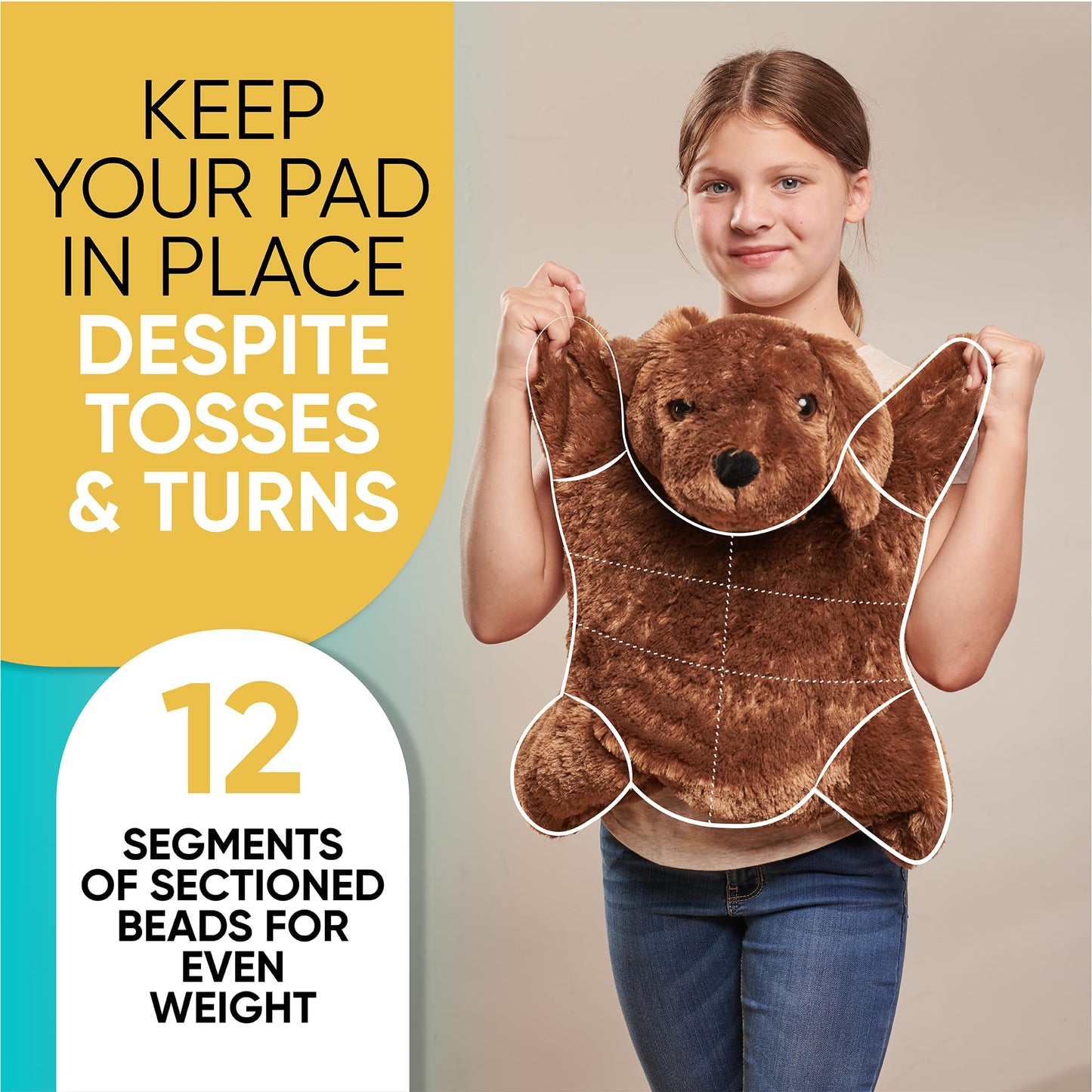 FRIENDLY CUDDLE Weighted Lap Blanket for Kids & Adults – Kids Weighted Blanket – ASD, Sensory Processing Weighted Stuffed Animals Dog Toy – Microwavable Weighted Lap Pad for Kids, 5 Lbs