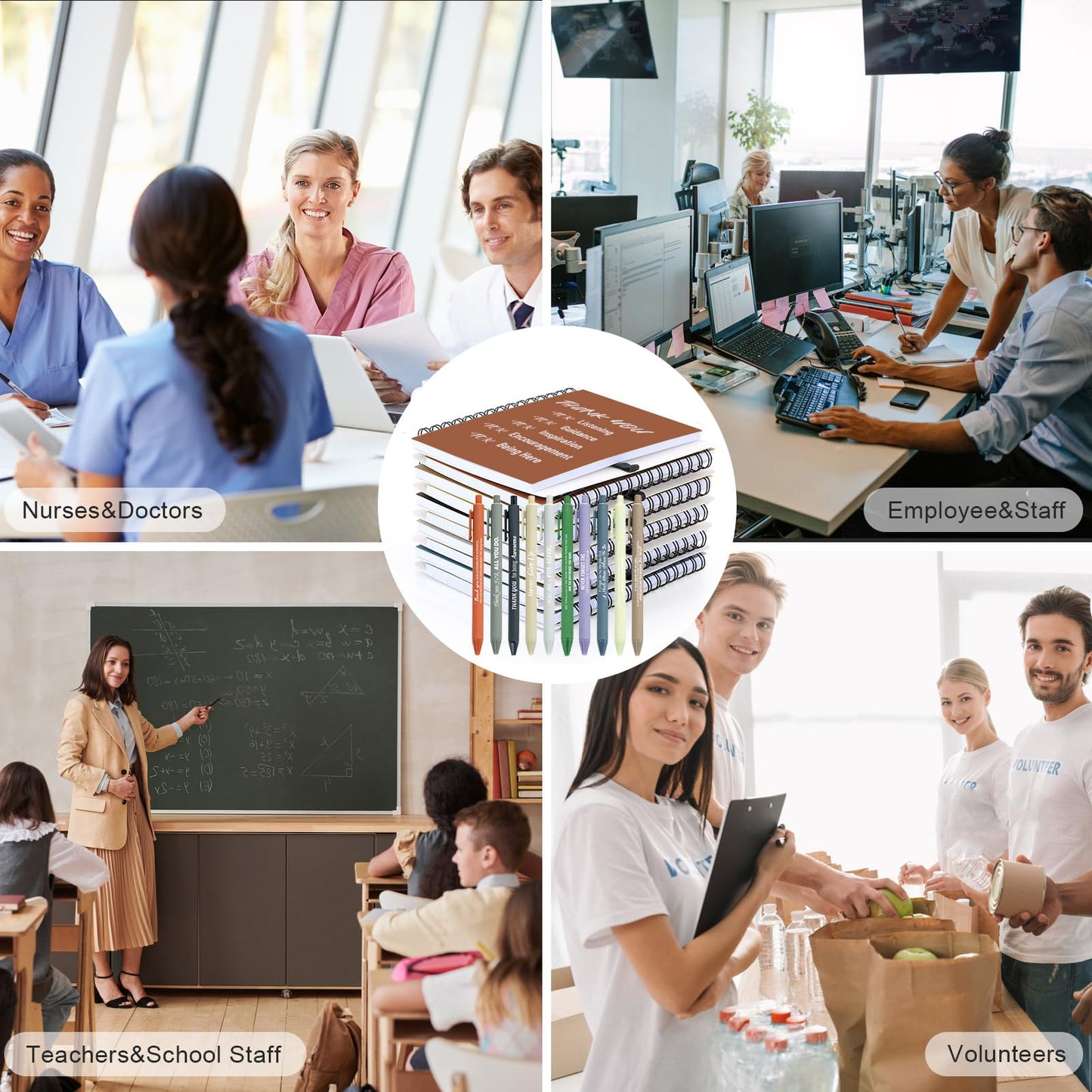 30 Sets/60 Pcs Employee Appreciation Gifts Bulk – Inspirational Notebooks with Motivational Pens, Small Notepads for Coworkers, Office Staff, Team, Volunteer, Nurse, Teachers, Housekeeping (Boho)