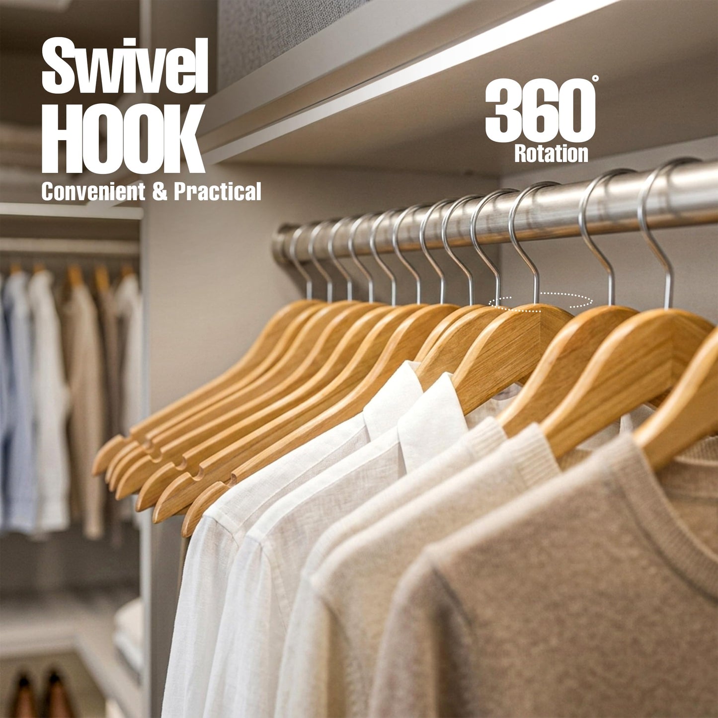 Utopia Home Premium Wooden Hangers 20 Pack - Heavy Duty & Durable Coat Hanger - Wood Hanger with 360-Degree Rotatable Hook - Clothes Hangers with Non-Slip Shoulder Notches For Shirts & Coats (Natural)