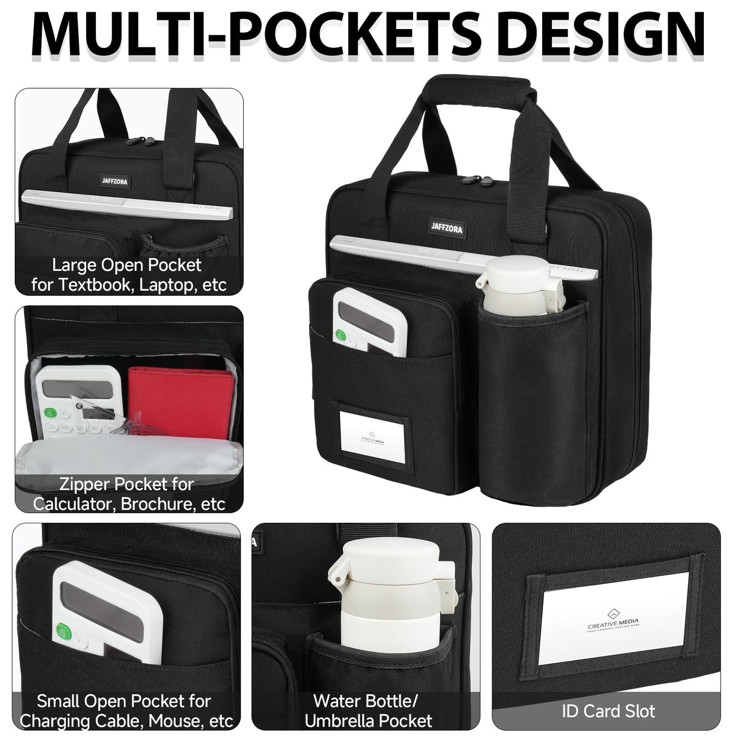 3 Ring Zipper Binder Bag, 3 Inch D-Ring 700 Sheet Capacity, Portable File Organizer with Removable Shoulder Strap & Multiple Pockets for School Office Travel Summer Study Back to School,Black