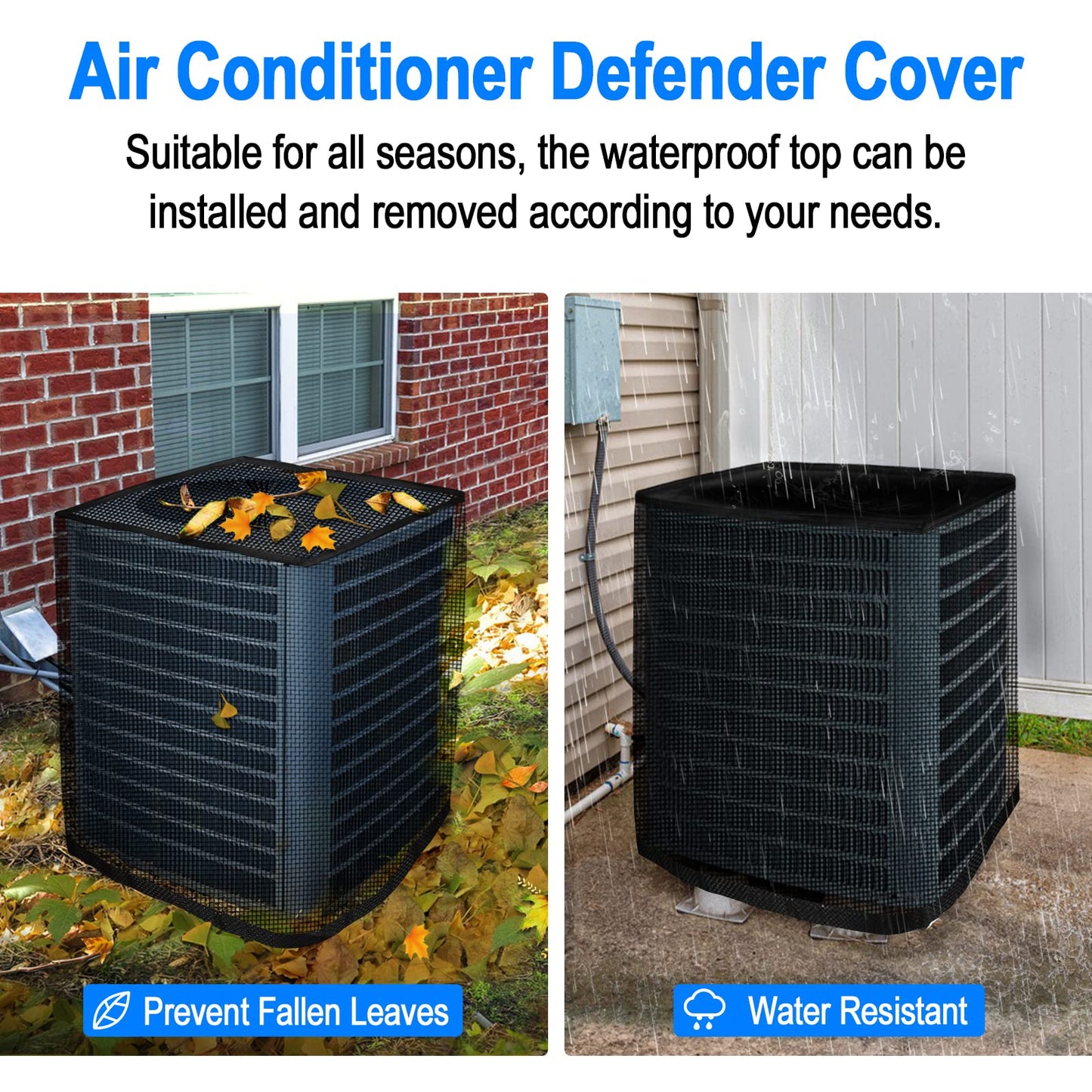 TRELC Air Conditioner Cover for Outside Unit, All Seasons Full Mesh AC Cover with Detachable Waterproof Top, Winter AC Unit Covers Outdoor Against Cottonwood, Leaves, Snow (35.4" x 35.4" x 39.4")