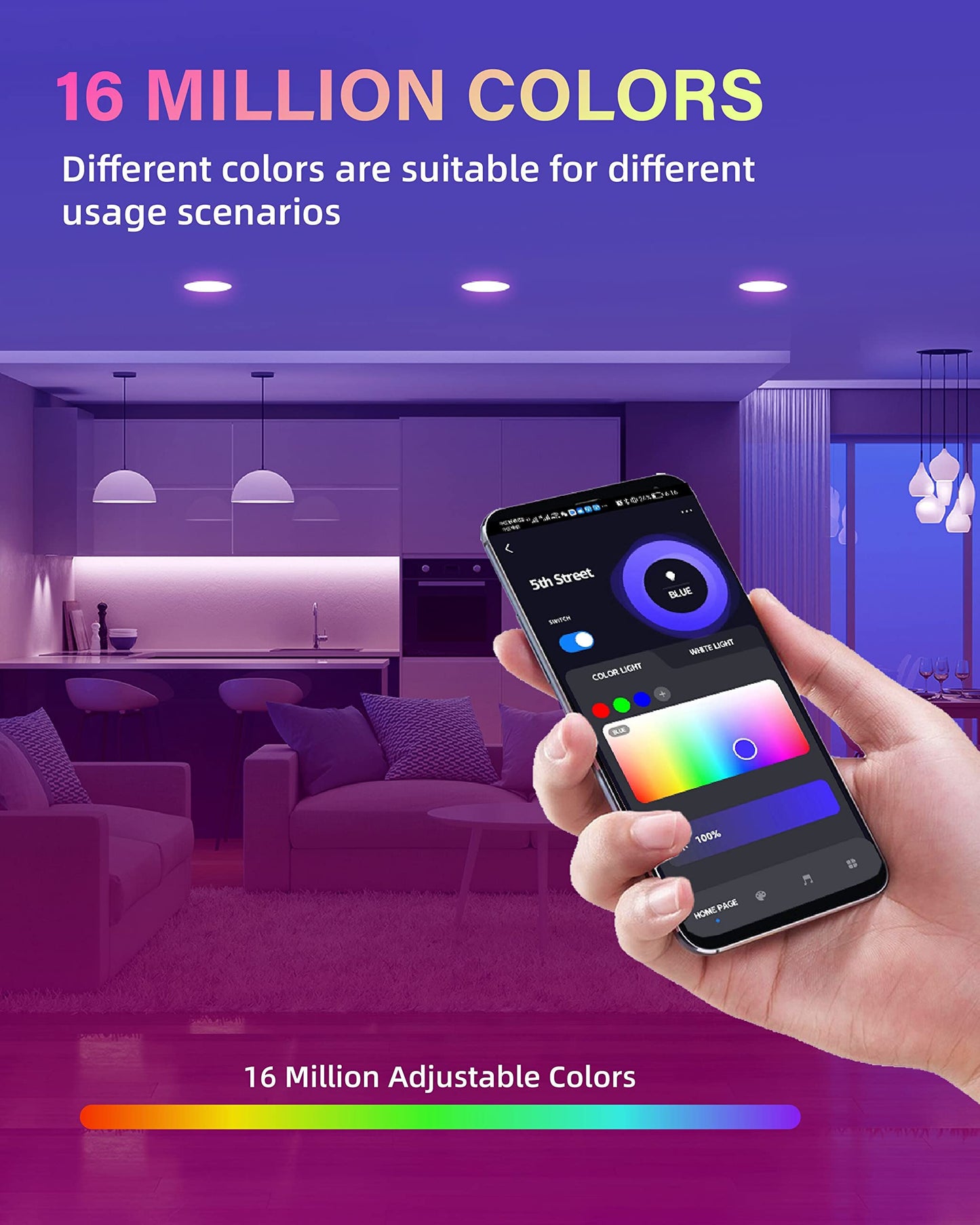 16 Pack Smart Recessed Lighting 4 Inch, Ultra-Thin LED Recessed Lighting 9W 700LM Smart Downlight with Junction Box, Compatible with Alexa/Google Assistant, Hub Included - ETL and Energy Star