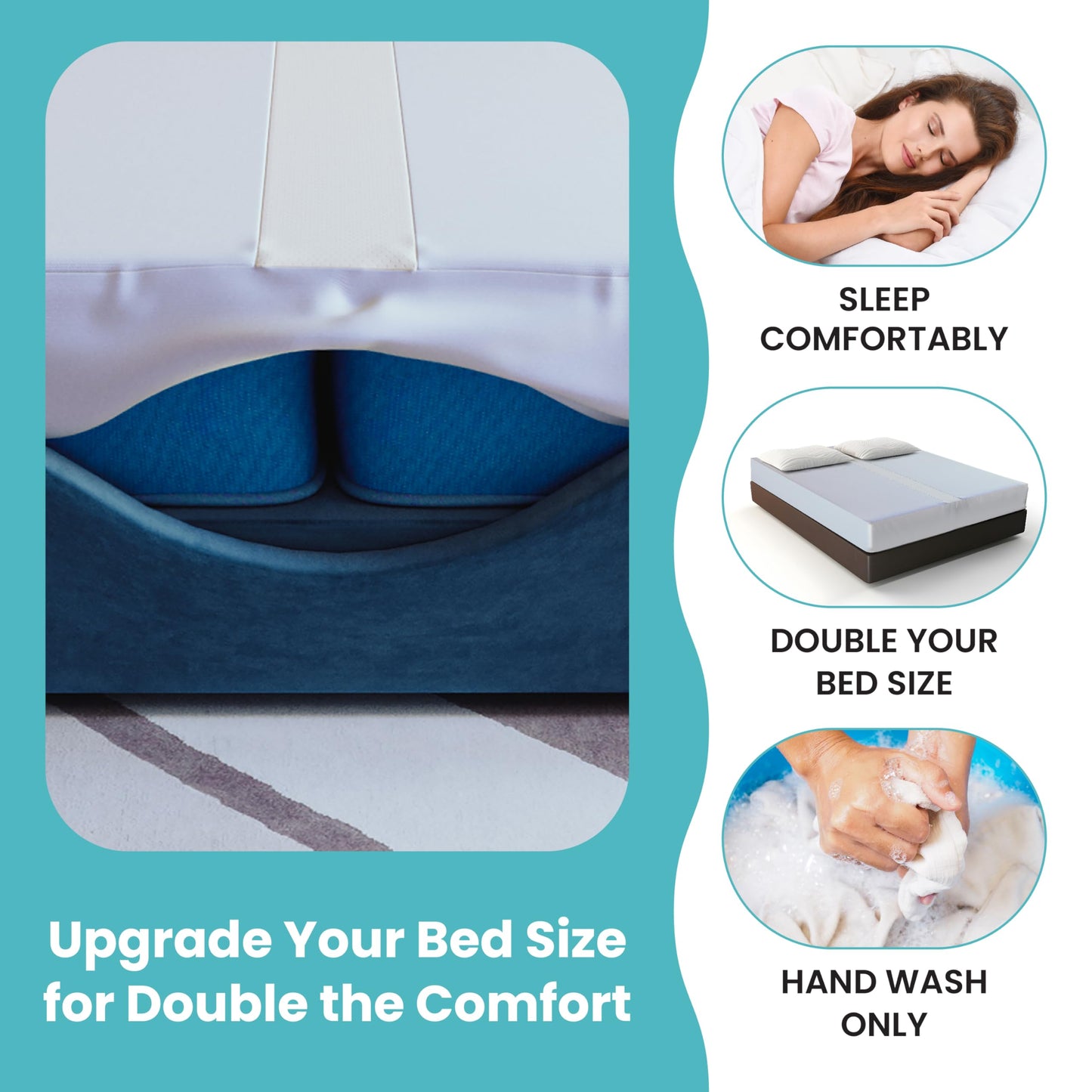 2-in-1 Bed Bridge Twin/Twin XL to King with Attached Sheet – Split Bed Gap Filler & Twin to King Bed Converter (Patent Pending)