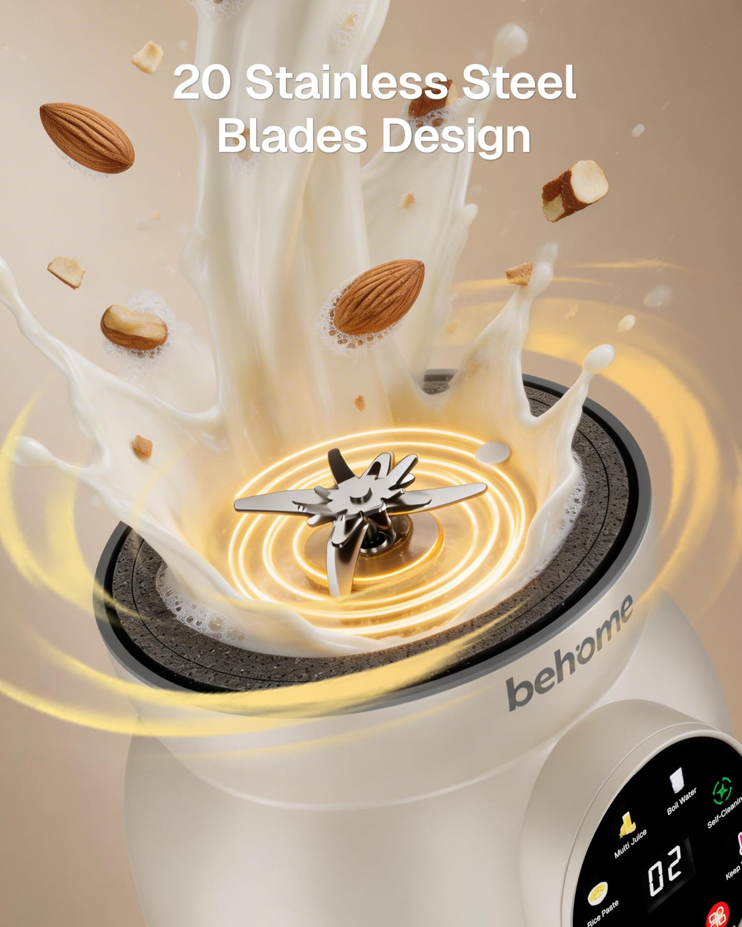 Behome 8 in 1 Nut Milk Maker Machine Blender – Glass Plant 32oz Milk Machine for Almond, Oat & Soy Milk, Self-Cleaning Vegan with No-Soak Beans, Delay Start & Keep Warm, Dairy-Free Beverage Maker