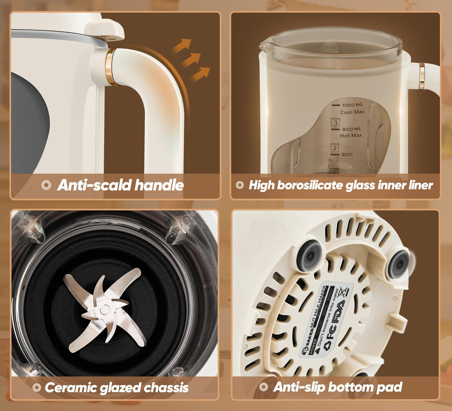 SAKER Automatic Nut Milk Maker,35oz Homemade Almond, Oat, Soy, Plant-Based Milk and Dairy Free Beverages, Almond Milk Maker with Delay Start/Keep Warm/Boil Water, Soy Milk Maker