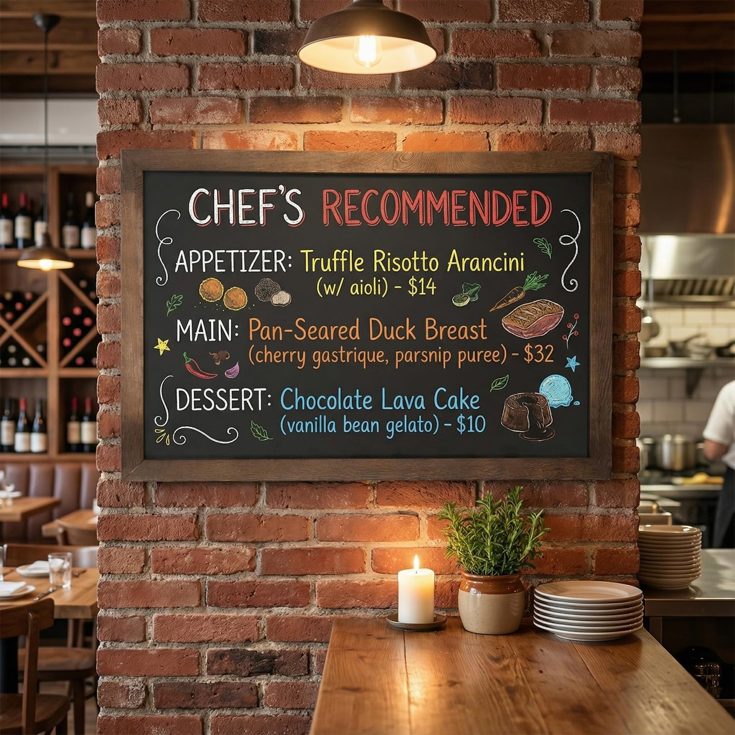 MyGift 35-Inch Wall-Mounted Chalkboard Sign, Vertical/Horizontal Hanging Torched Wood Frame Erasable Message Board