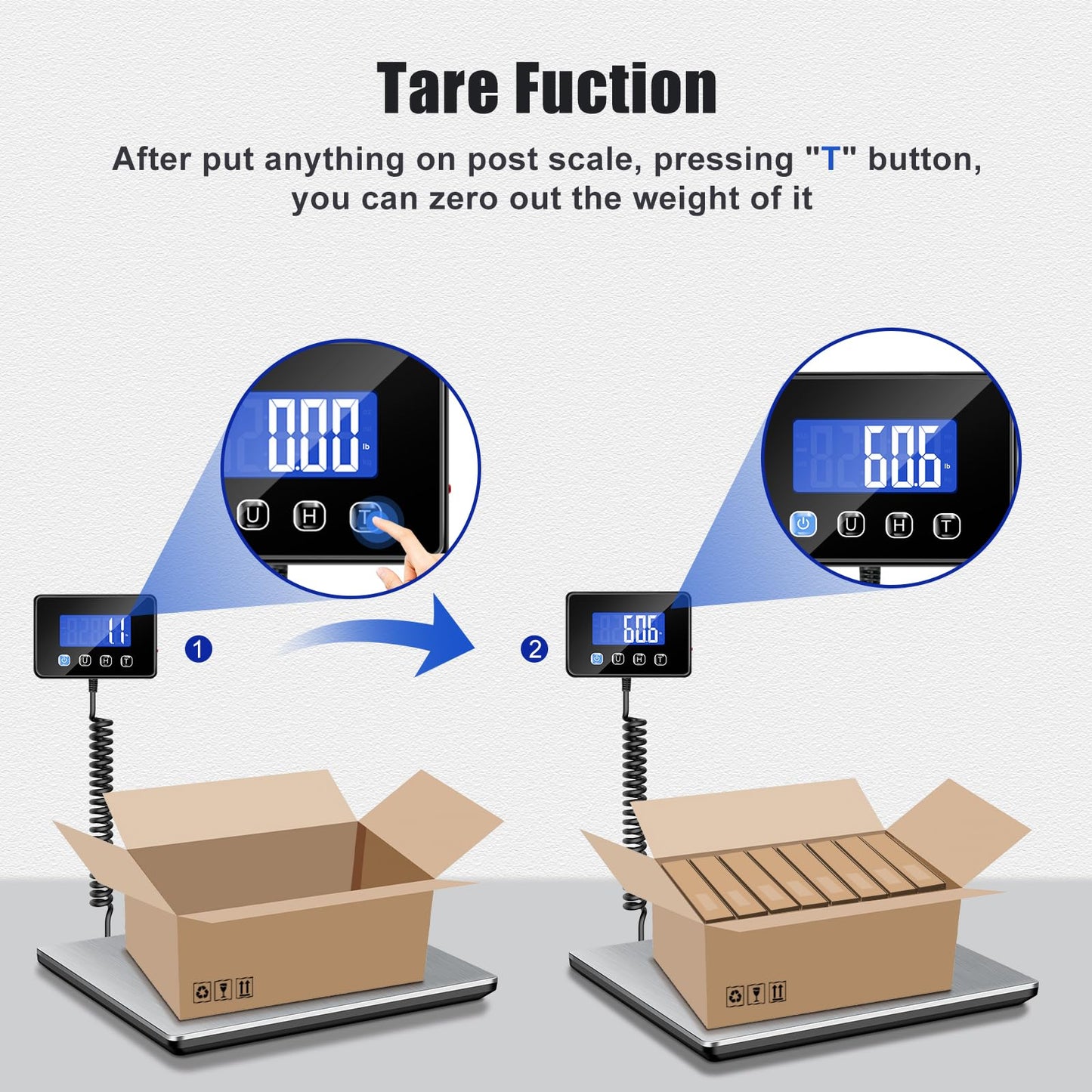 KUAIVO Shipping Scale, 660lbs Heavy Duty Digital Postal Scale for Packages, 0.7oz High Accurate Postage Scale for Small Business, Luggage, Home Use, Battery & Charging Cable Include