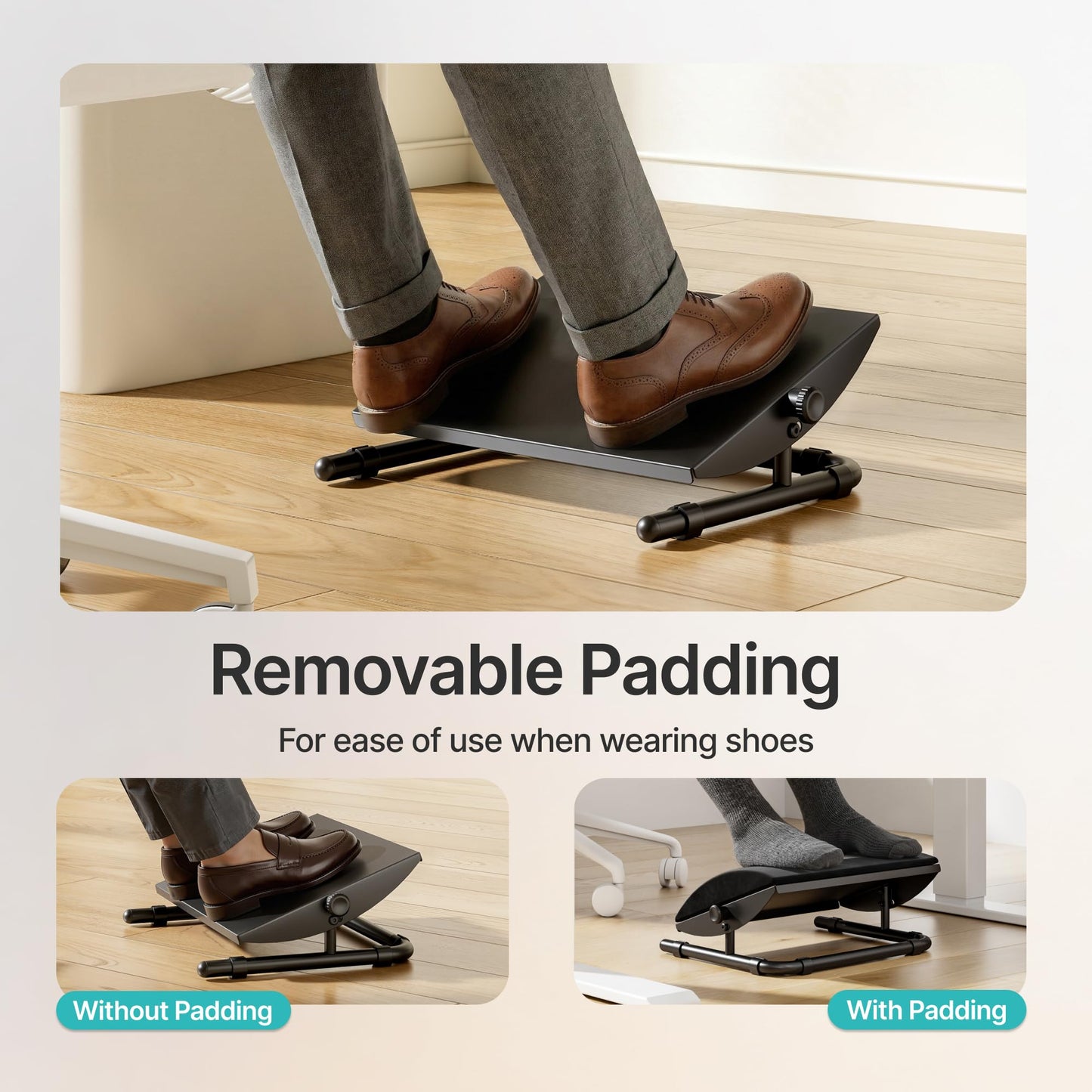 PEGZONE Foot Rest for Under Desk at Work, Ergonomic Footrest with Adjustable Tilt Angle,Foot Stools for Under Office Desk Chair, Rest Stool for Home Work and Study