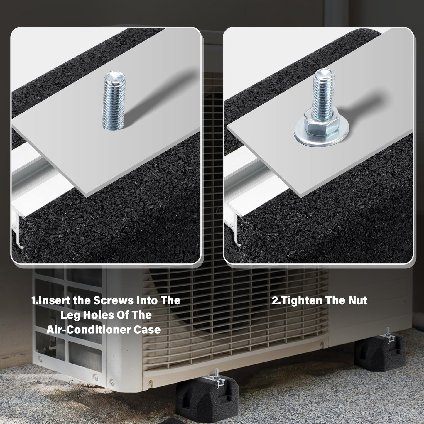 4 Pack Floor Mounting Base Kit for Mini Split Air Conditioner Condensers Heat Pump System, Mini Split Rubber Feet, Heavy-Duty Rubber Anti-Vibration Isolator Mounting Bracket Support Up to 2000 LB