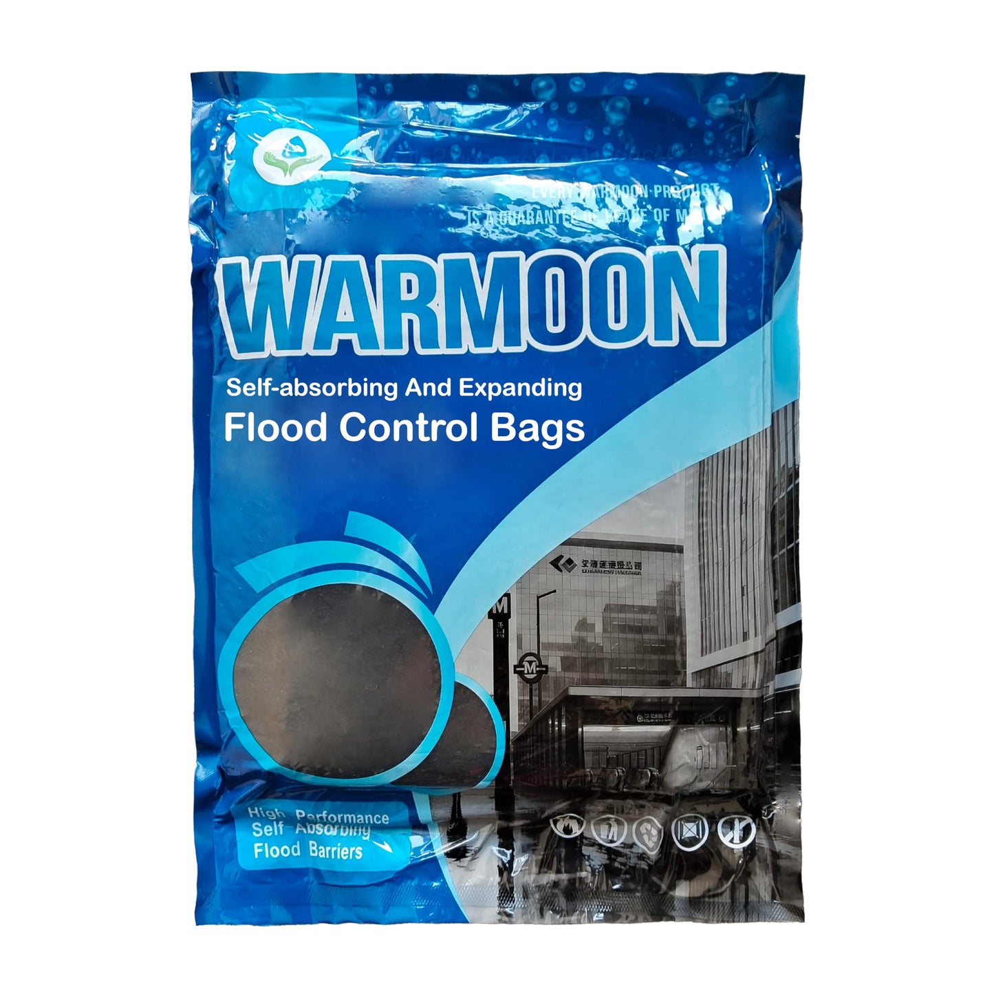 Warmoon Self-Absorbing Flood Barriers (8/10/12ft) - Sandless Water Activated Bags, Reusable Flood Protection for Home & Commercial Use (8ft (2-Pack))