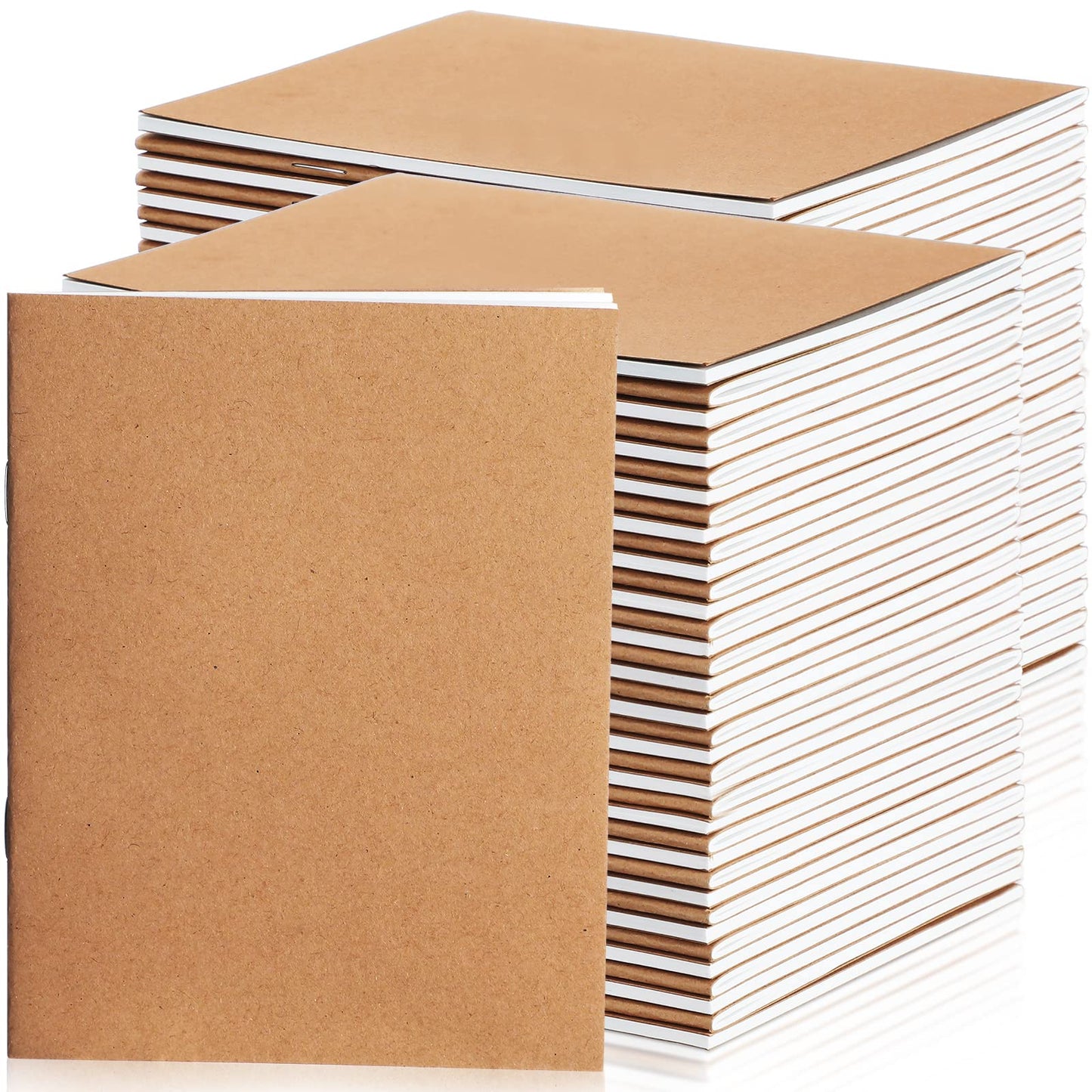 Epakh 100 Pack Mini Blank Kraft Notebooks for Kids Unlined Mini Sketchbook Small Pocket Journals Bulk for Students Drawing Writing, A6, 48 Pages, 24 Sheets, 4.25 x 5.5 Inch (Brown)