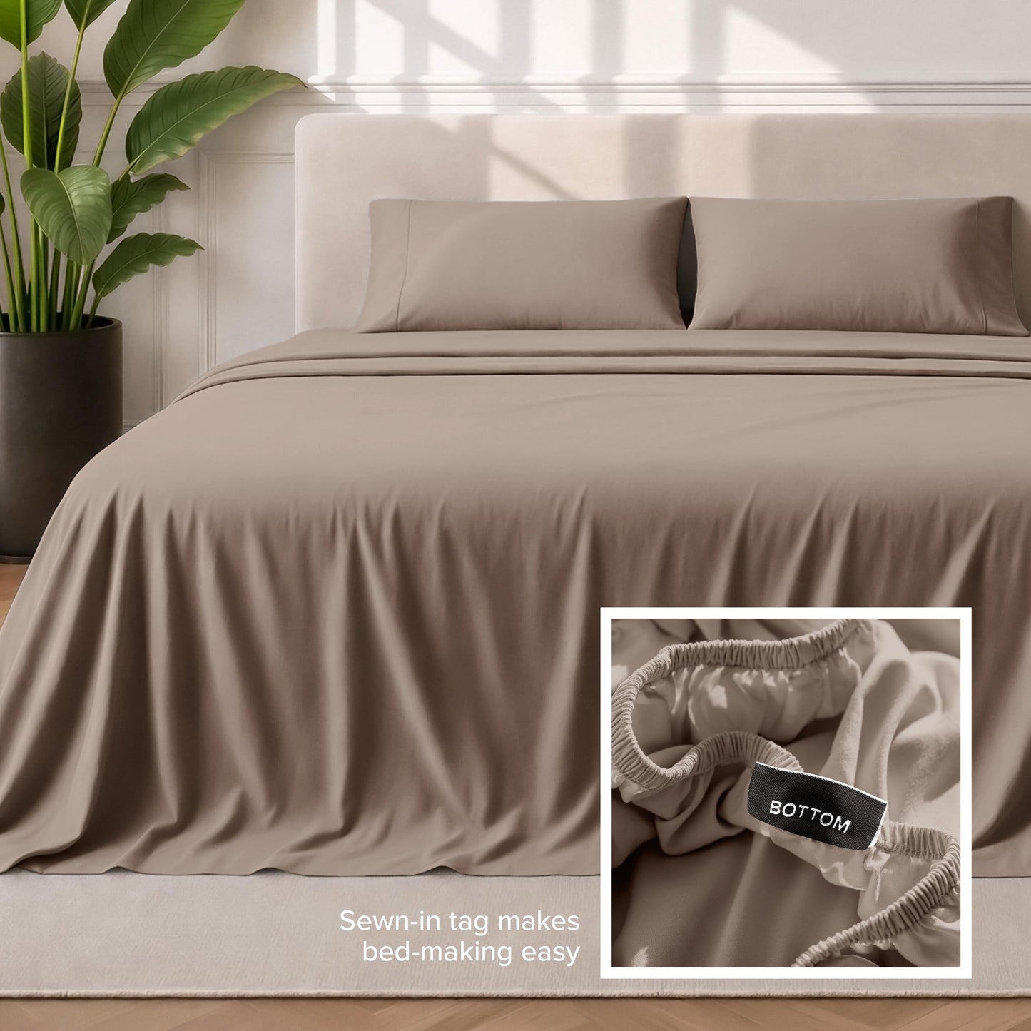 Bare Home King Sheet Set - 1800 Ultra-Soft Microfiber King Bed Sheets - Double Brushed - Deep Pockets - Easy Fit - 4 Piece Set - Bedding Sheets & Pillowcases (King, Taupe)