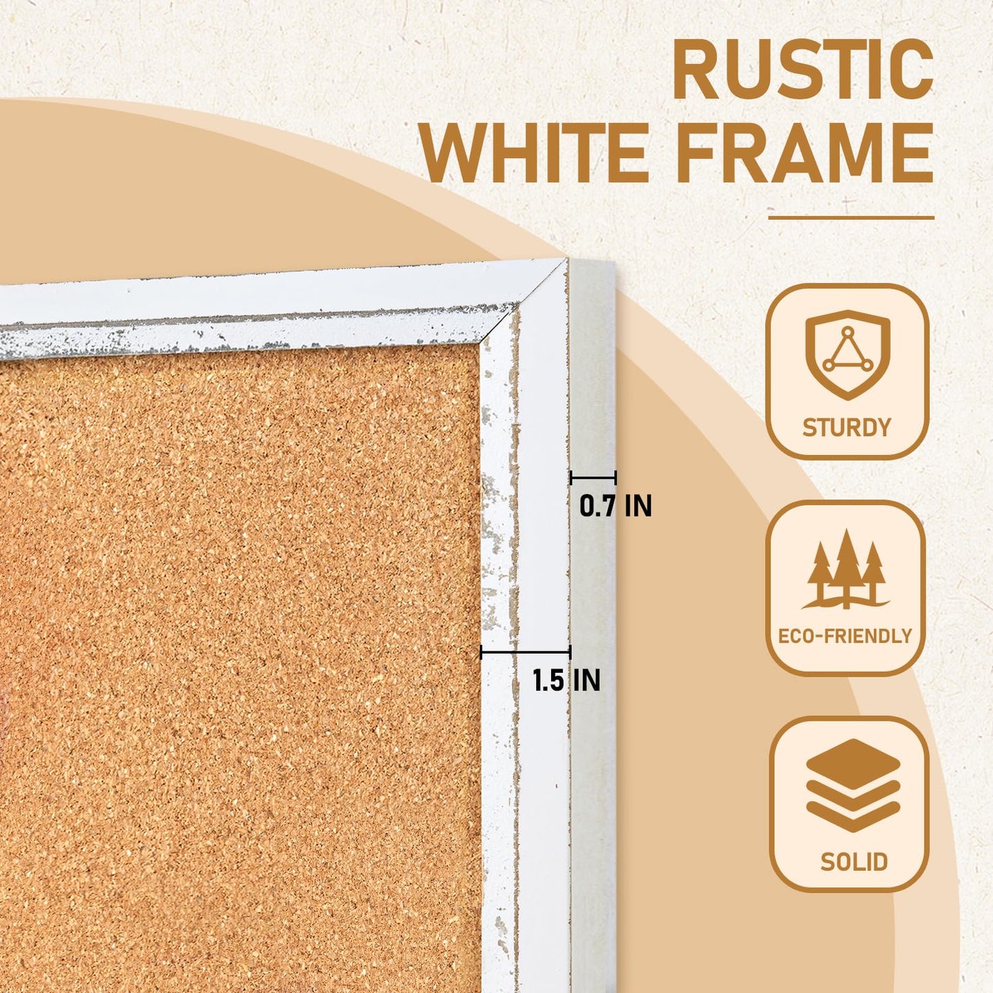 DOLLAR BOSS White Cork Board for Wall - 36 X 24 Inches, Rustic Wooden Frame Bulletin Board, Decorative Hanging Pin Board for Office & Home Decor